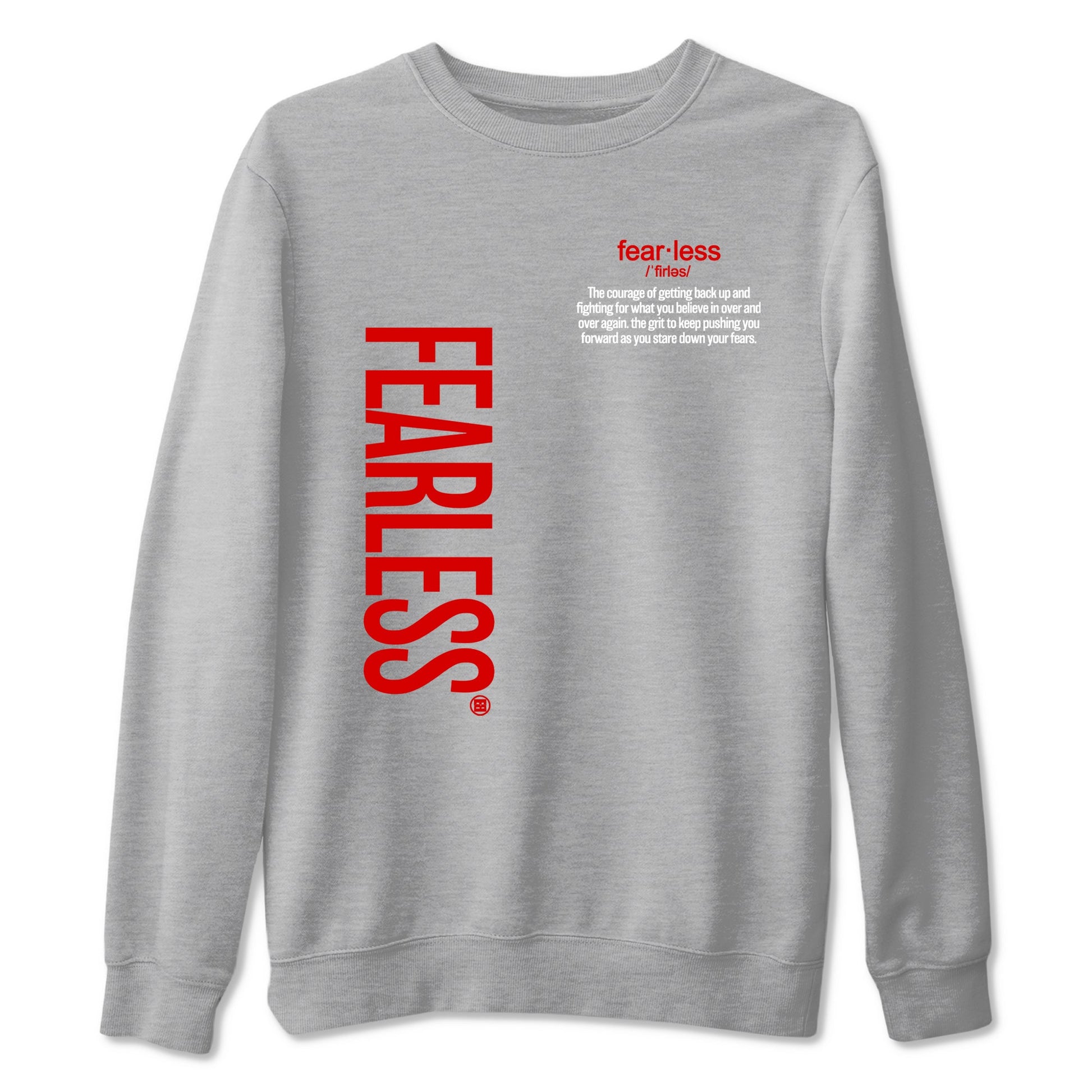 Fealess Definition sneaker match t-shirt t-shirts to match jordans, dunks, yeezys Jordan 5 Retro Fire Red sneakers, shown in Heather Grey 2.