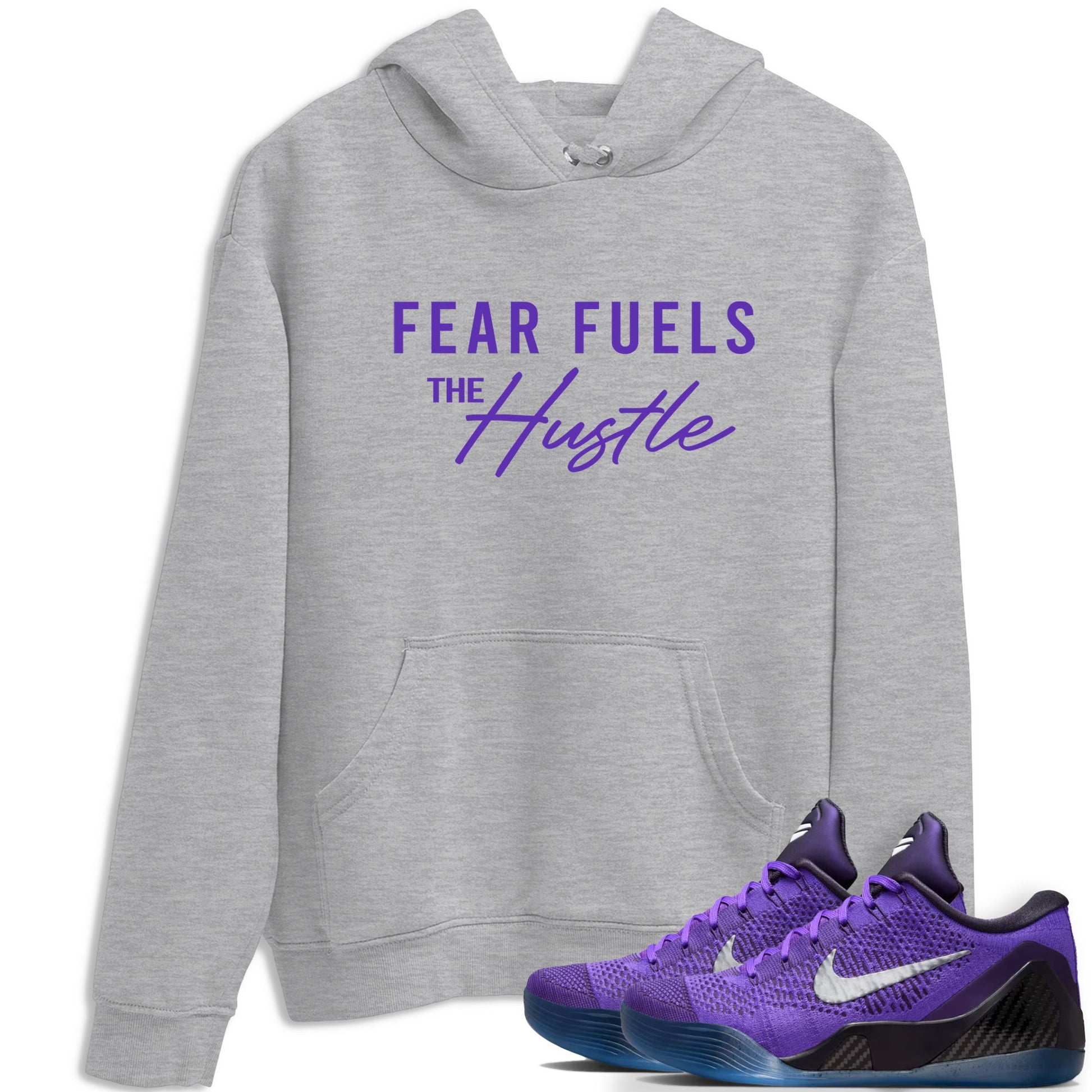 Sneaker Threads – Sneaker Tees To Match Nike KB 9 Hyper Grape – Fear Fuels The Hustle Graphic Tee Heather Grey 1. Perfect for Jordan releases 2025 colorways. Perfect for purple basketball sneaker releases and legacy-inspired colorways for 2025 hoopers.