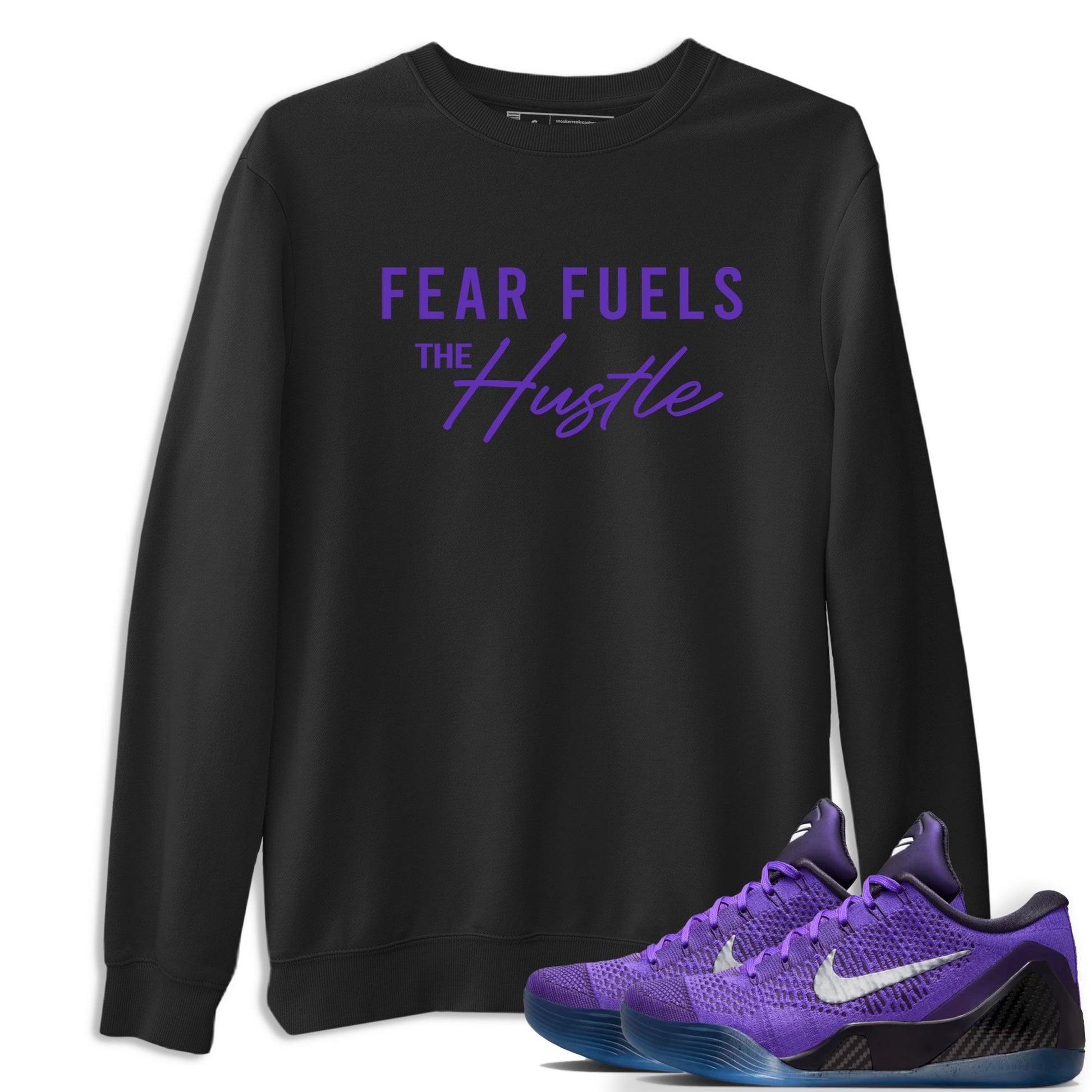 Sneaker Threads – Sneaker Tees To Match Nike KB 9 Hyper Grape – Fear Fuels The Hustle Graphic Tee Black 1. Perfect for Jordan releases 2025 colorways. Perfect for purple basketball sneaker releases and legacy-inspired colorways for 2025 hoopers.