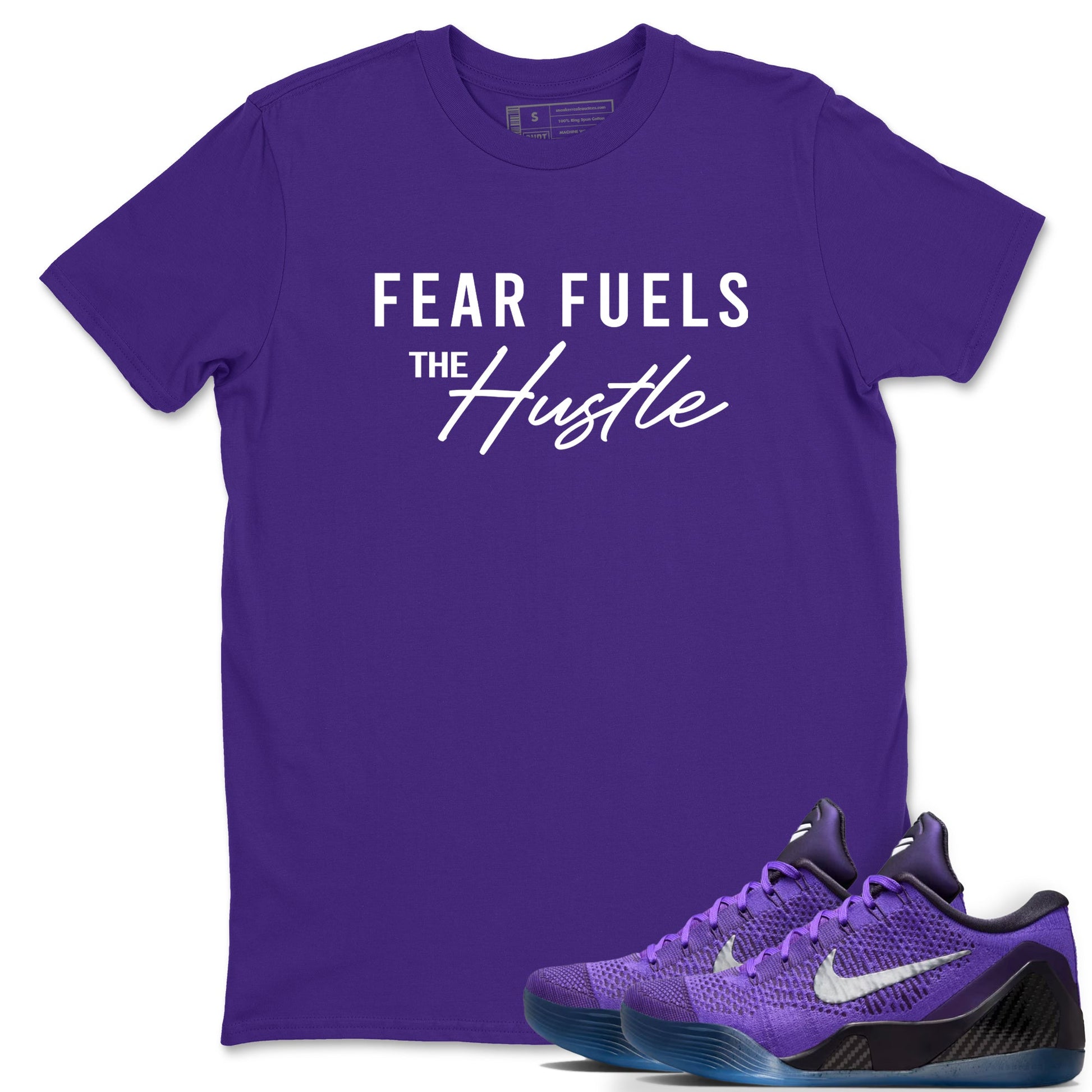 Sneaker Threads – Sneaker Tees To Match Nike KB 9 Hyper Grape – Fear Fuels The Hustle Graphic Tee Purple 1. Perfect for Jordan releases 2025 colorways. Perfect for purple basketball sneaker releases and legacy-inspired colorways for 2025 hoopers.