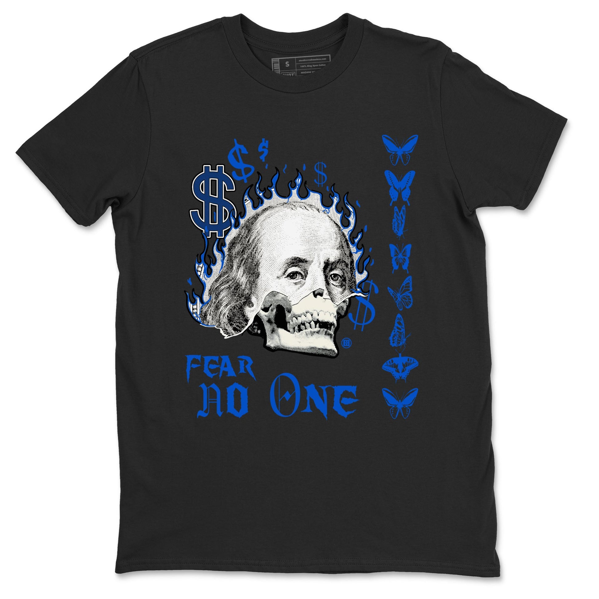 1s Game Royal shirt to match jordans Fear No One sneaker tees Air Jordan 1 Low Game Royal SNRT Sneaker Release Tees unisex cotton Black 2 crew neck shirt