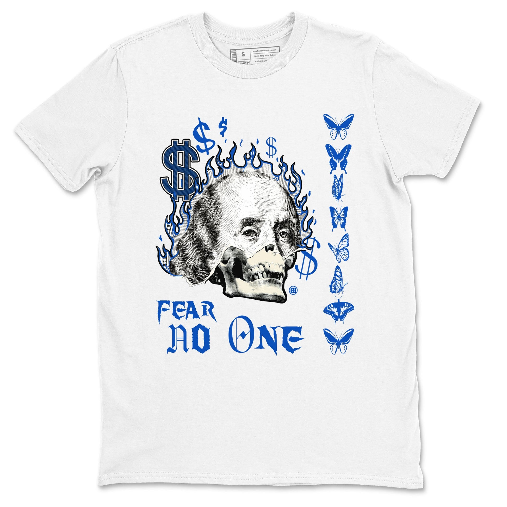 1s Game Royal shirt to match jordans Fear No One sneaker tees Air Jordan 1 Low Game Royal SNRT Sneaker Release Tees unisex cotton White 2 crew neck shirt