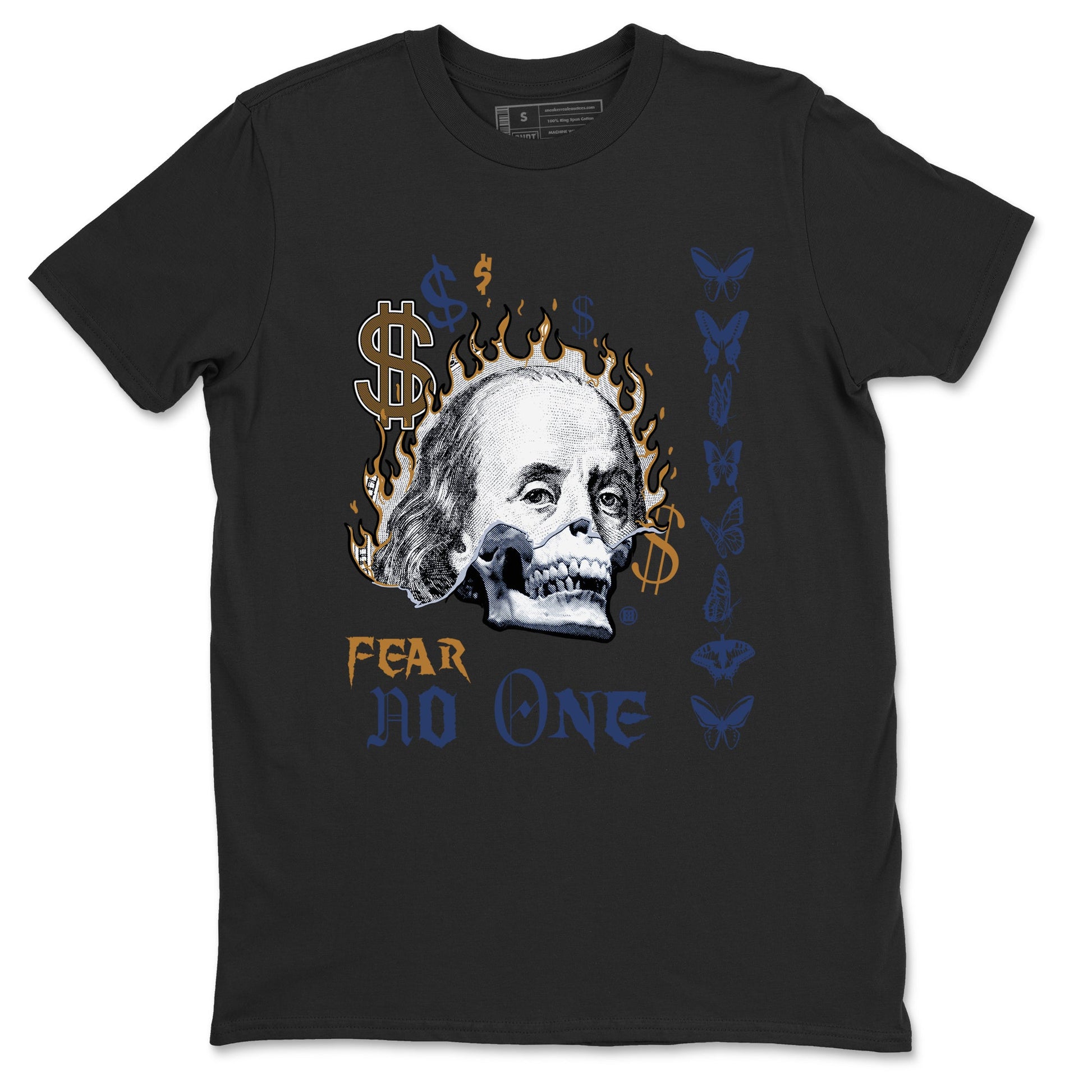 13s Midnight Navy shirts to match jordans Fear No One sneaker match tees Air Jordan 13 Midnight Navy SNRT Sneaker Release Tees unisex cotton Black 2 crew neck shirts