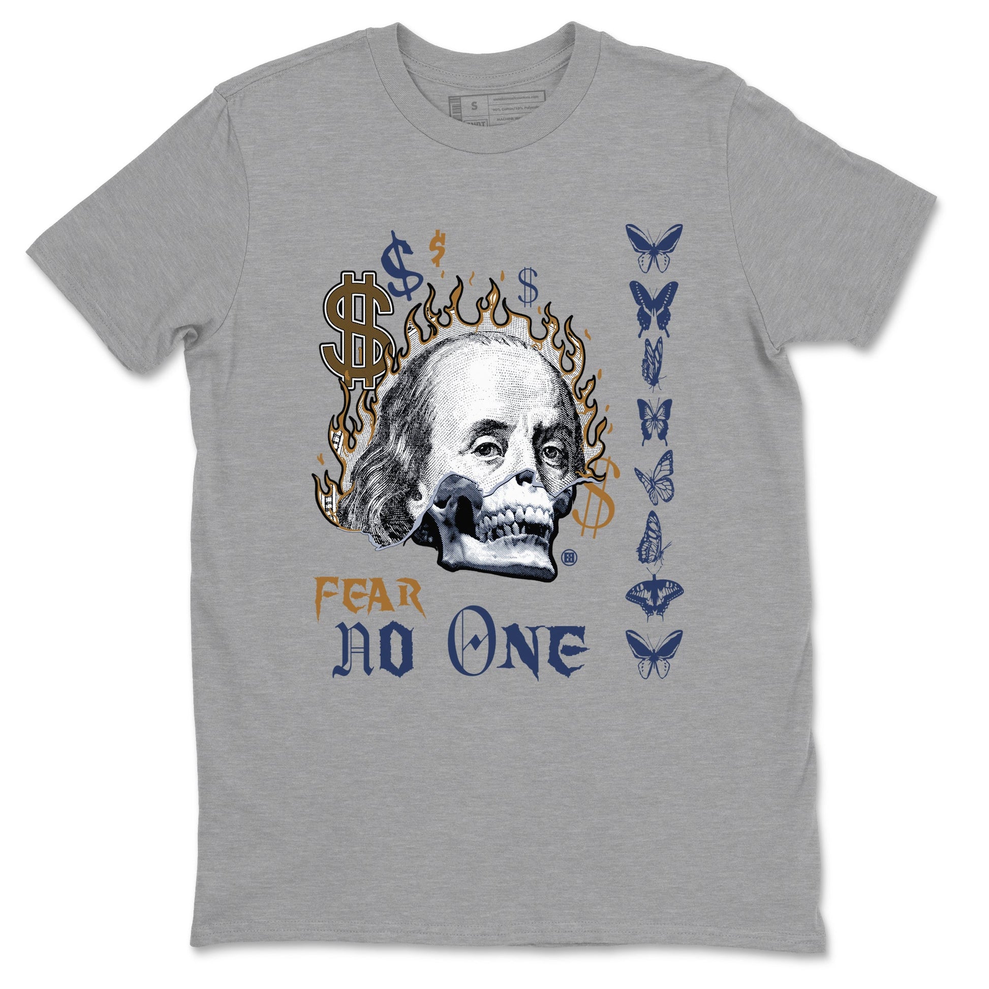13s Midnight Navy shirts to match jordans Fear No One sneaker match tees Air Jordan 13 Midnight Navy SNRT Sneaker Release Tees unisex cotton Heather Grey 2 crew neck shirts