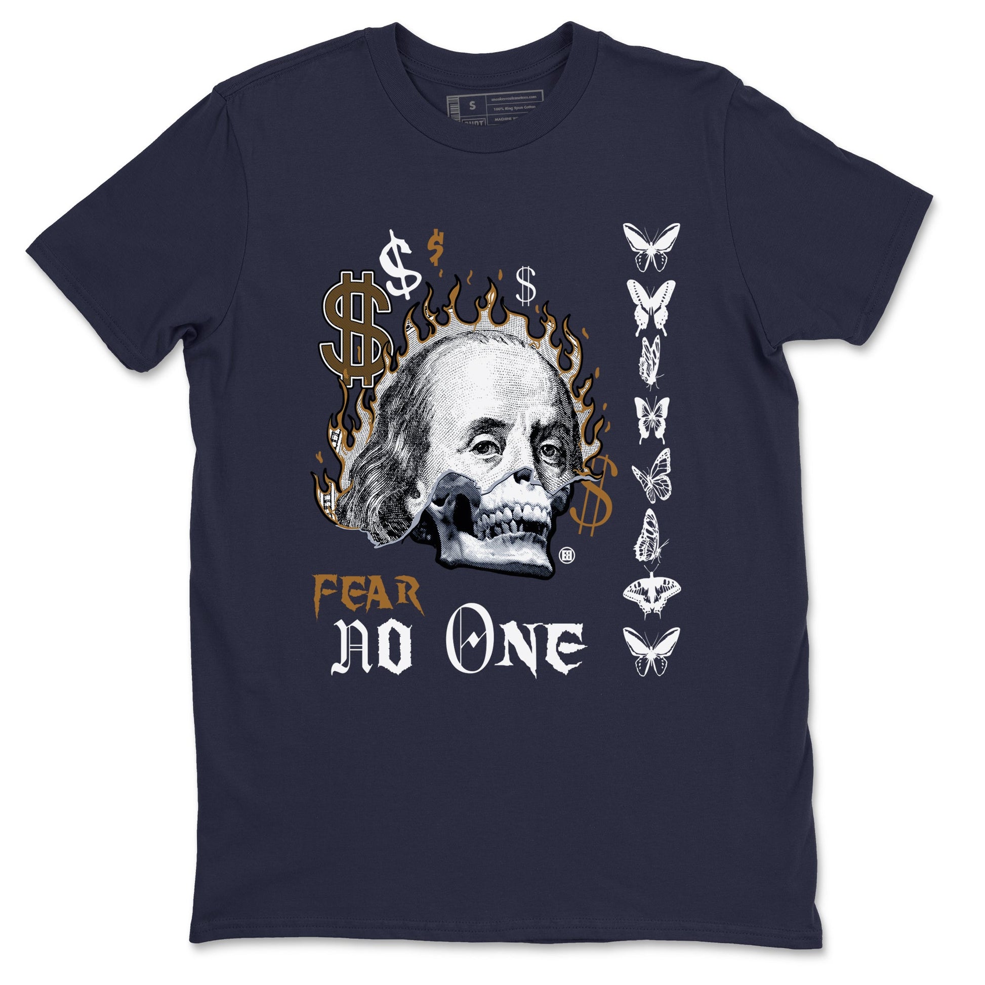 13s Midnight Navy shirts to match jordans Fear No One sneaker match tees Air Jordan 13 Midnight Navy SNRT Sneaker Release Tees unisex cotton Navy 2 crew neck shirts