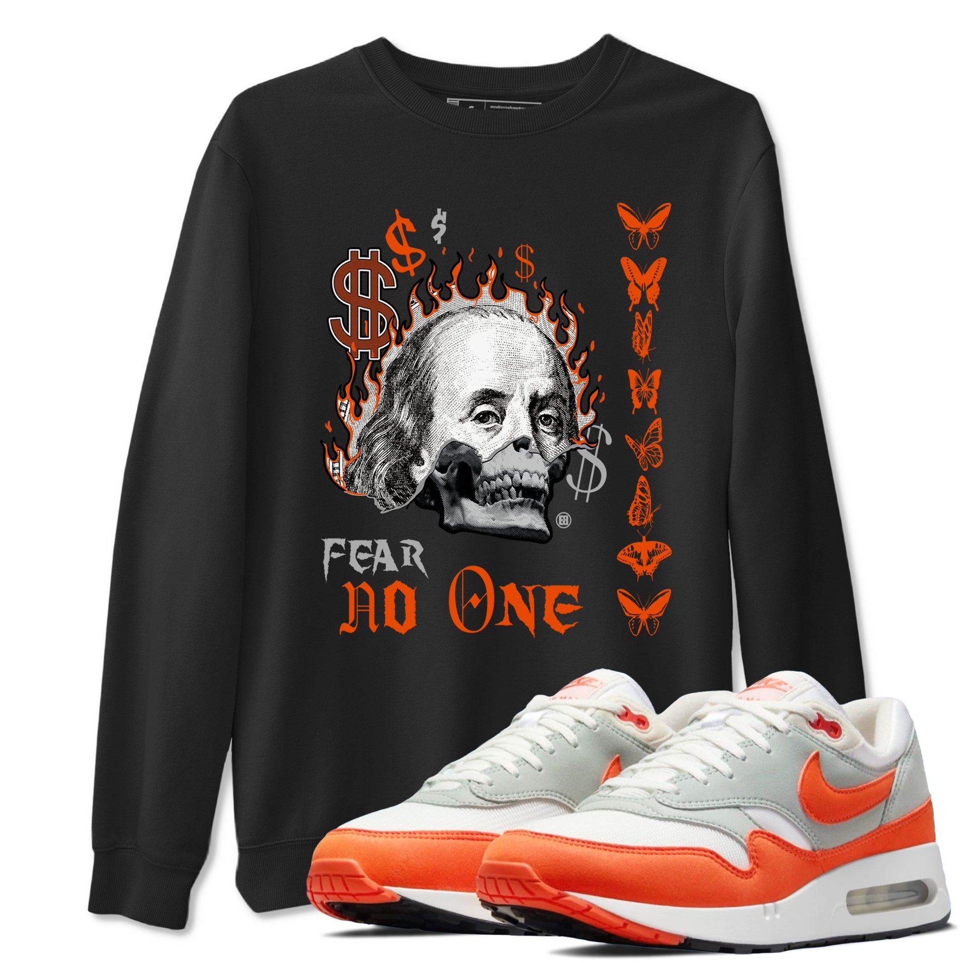 Air Max 1 OG '86 'Summit White and Cosmic Clay shirts to match jordans Fear No One sneaker match tees Air Max 1 Cosmic Clay match shoes to clothes SNRT Sneaker Tees unisex cotton Black 1 shirts