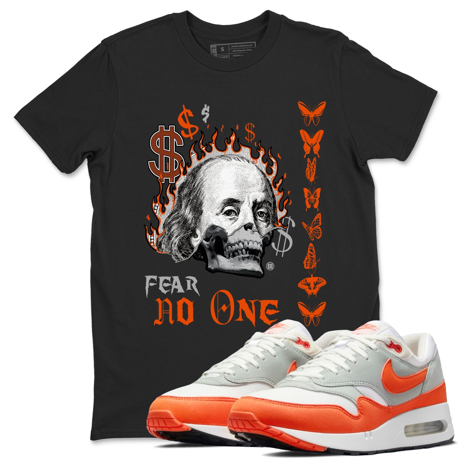 Air Max 1 OG '86 'Summit White and Cosmic Clay shirts to match jordans Fear No One sneaker match tees Air Max 1 Cosmic Clay match shoes to clothes SNRT Sneaker Tees unisex cotton Black 1 shirts