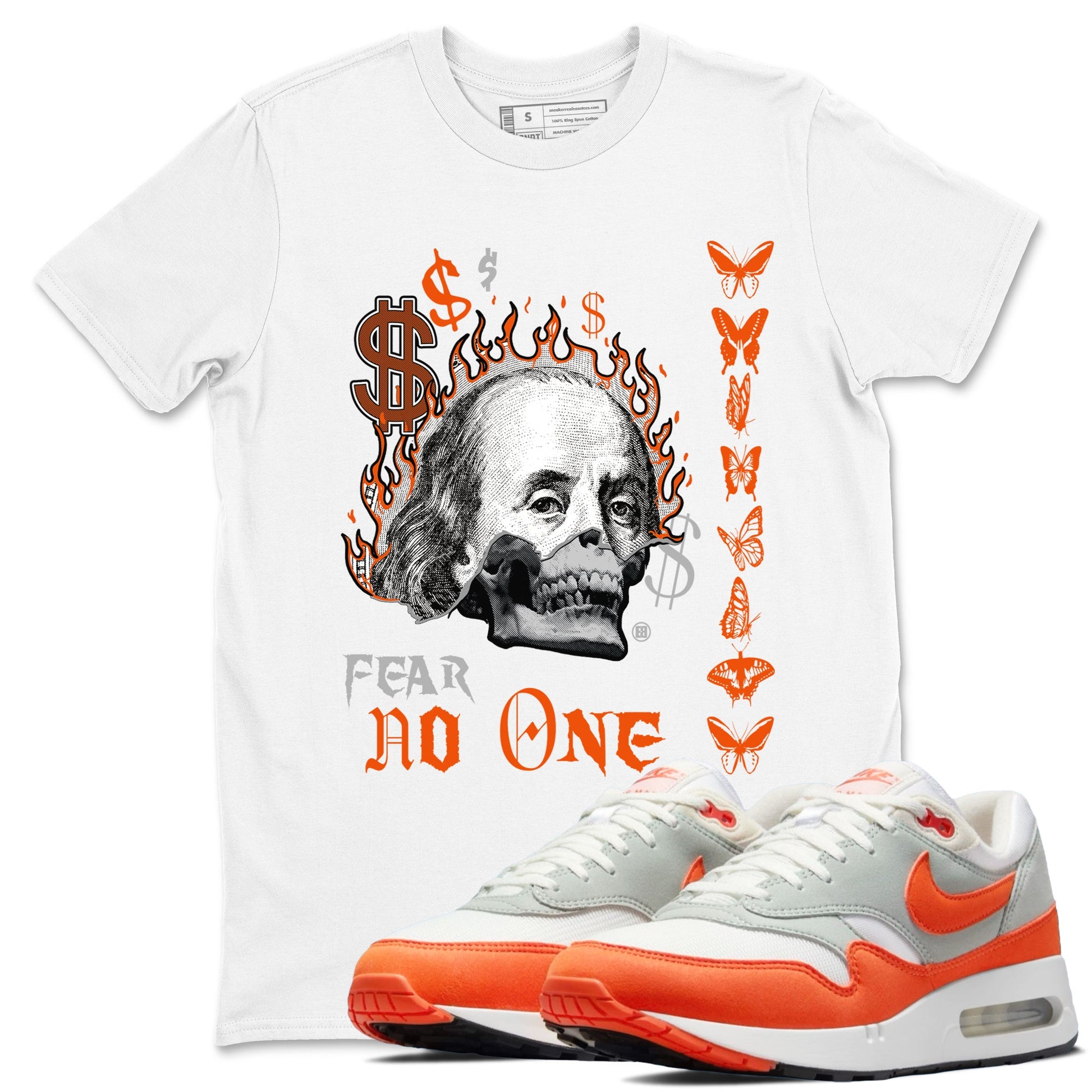 Air Max 1 OG '86 'Summit White and Cosmic Clay shirts to match jordans Fear No One sneaker match tees Air Max 1 Cosmic Clay match shoes to clothes SNRT Sneaker Tees unisex cotton White 1 shirts