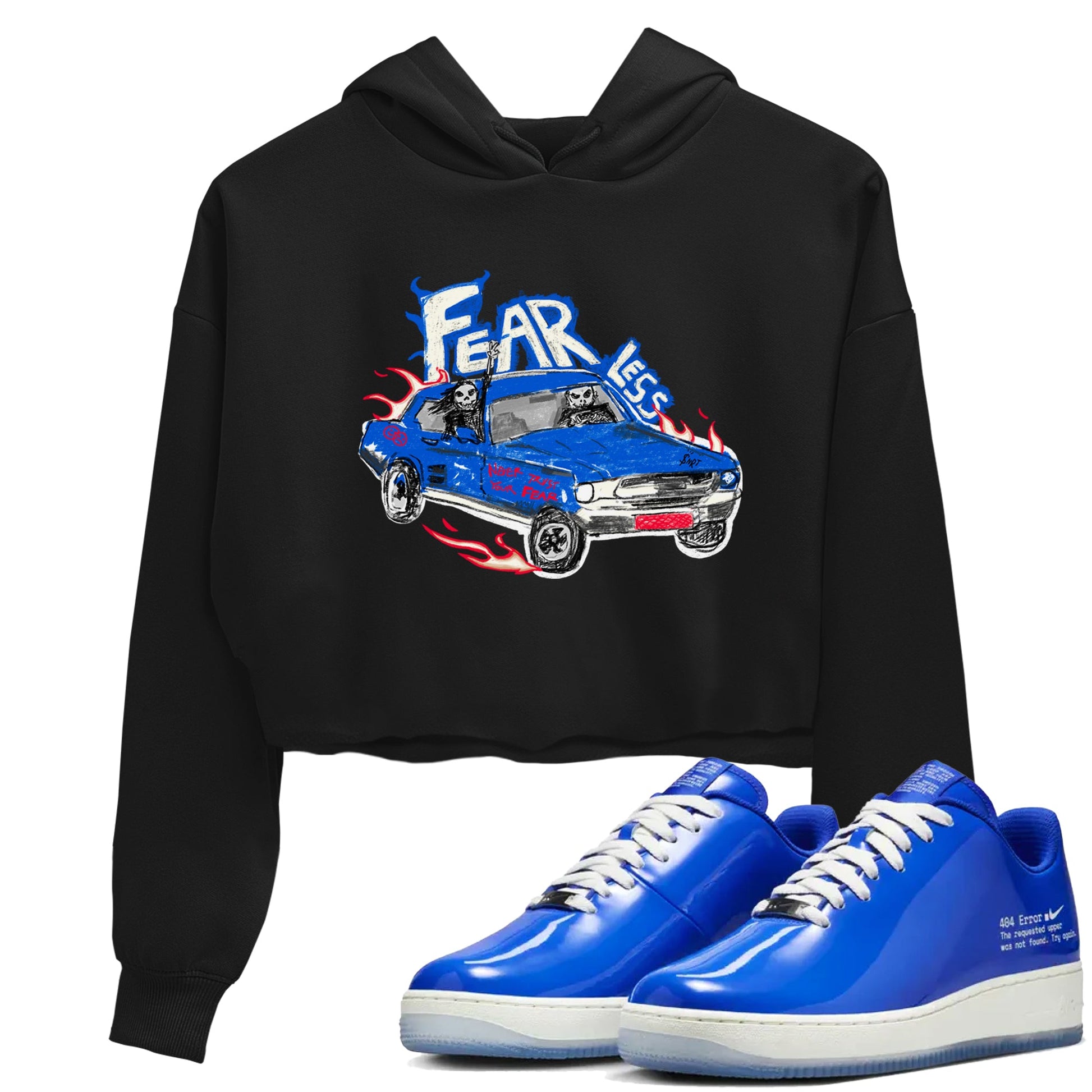 Air Force 1 404 Error shirt to match jordans Fearless Car sneaker tees Air Force 1 404 Error SNRT Sneaker Release Tees Black 1 crop length shirt