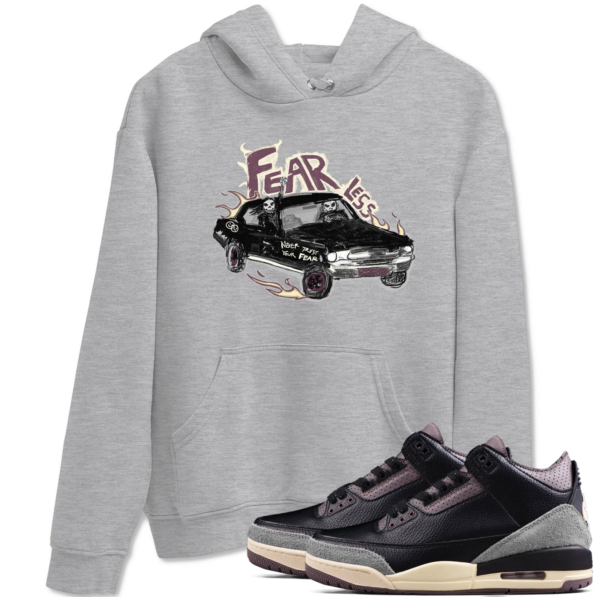 3s A Ma Maniere x Black shirts to match jordans Fearless Car sneaker match tees A Ma Maniere x Air Jordan 3 “Black” SNRT Sneaker Tees streetwear brand Heather Grey 1 unisex cotton tee