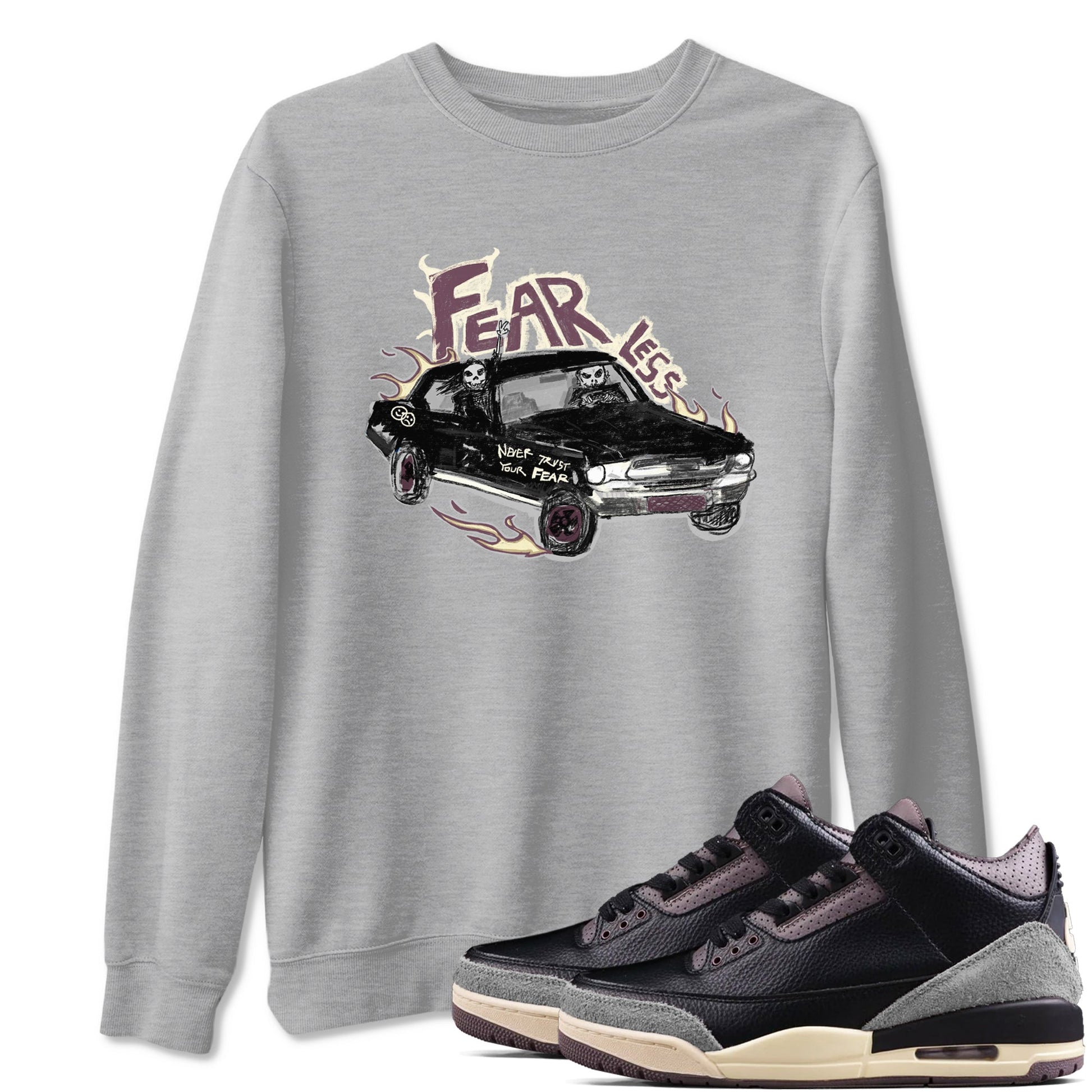 3s A Ma Maniere x Black shirts to match jordans Fearless Car sneaker match tees A Ma Maniere x Air Jordan 3 “Black” SNRT Sneaker Tees streetwear brand Heather Grey 1 unisex cotton tee