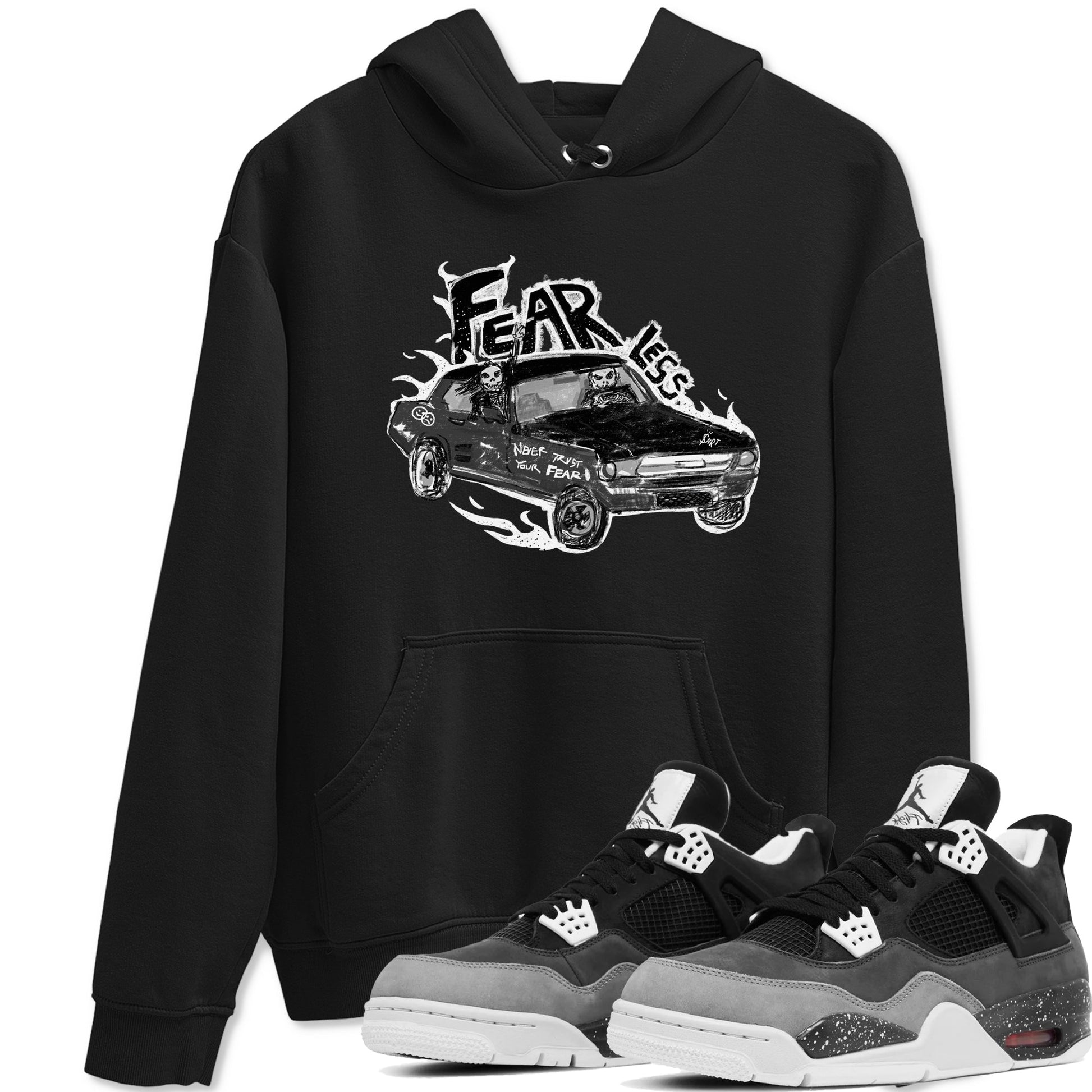 4s Fear shirts to match jordans Fearless Car sneaker match tees Air Jordan 4 Retro Fear match shoes to clothes SNRT Sneaker Tees unisex cotton Black 1 shirts