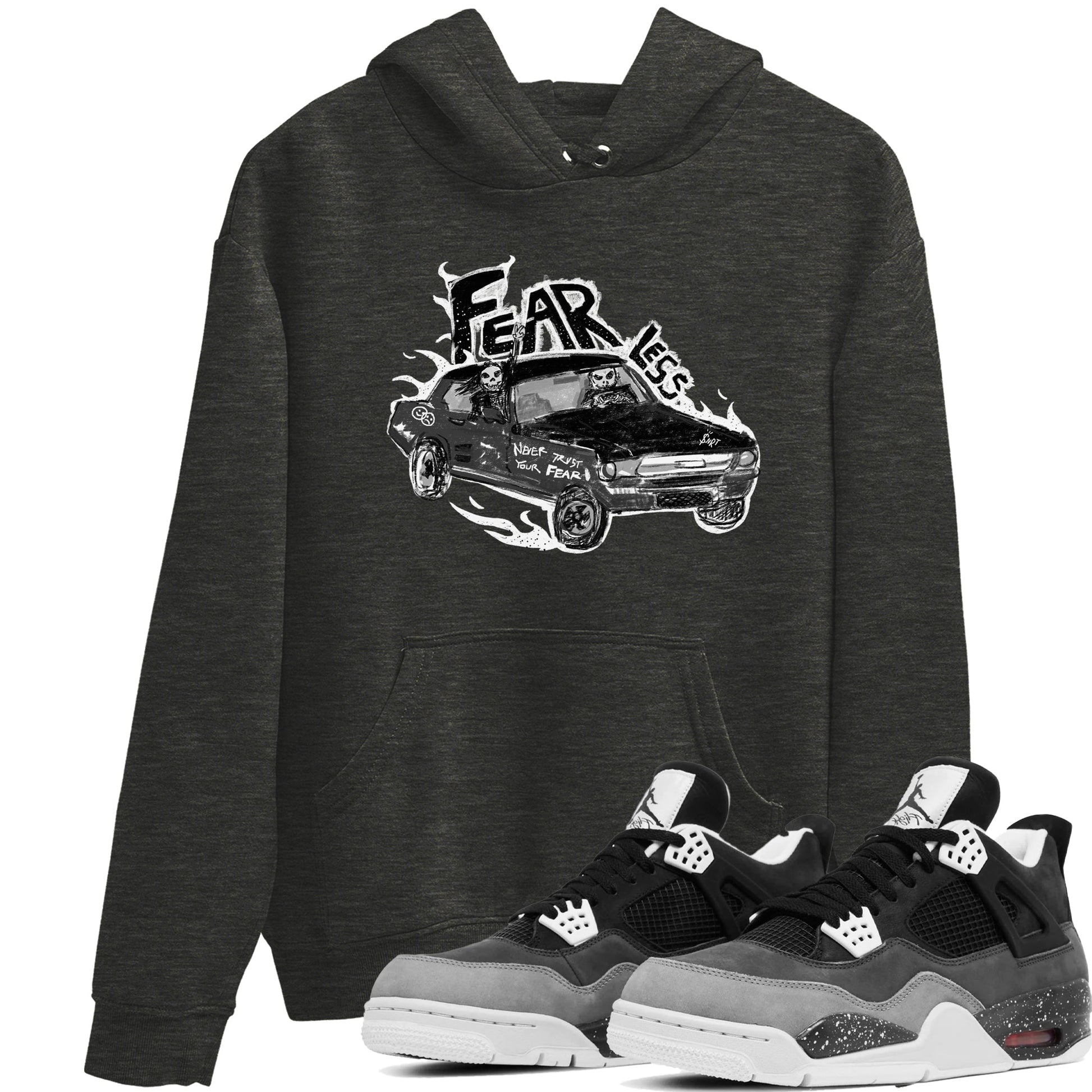 4s Fear shirts to match jordans Fearless Car sneaker match tees Air Jordan 4 Retro Fear match shoes to clothes SNRT Sneaker Tees unisex cotton Charcoal Heather 1 shirts