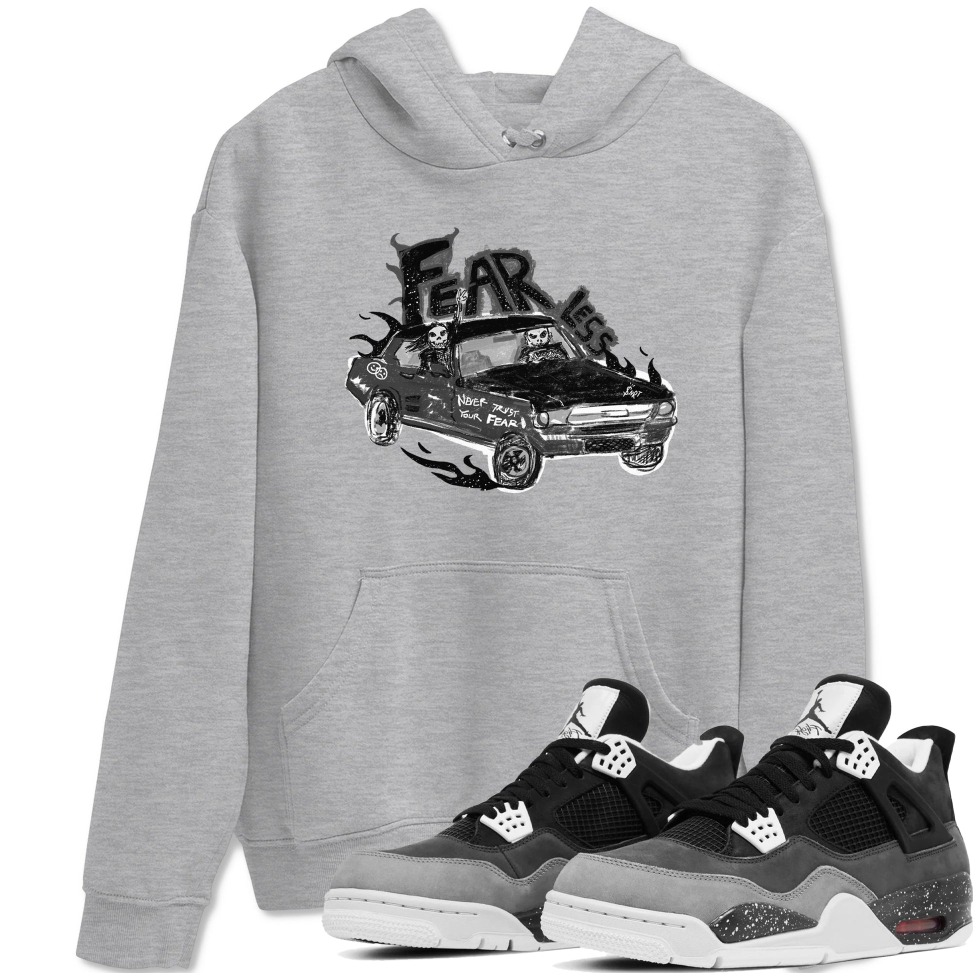 4s Fear shirts to match jordans Fearless Car sneaker match tees Air Jordan 4 Retro Fear match shoes to clothes SNRT Sneaker Tees unisex cotton Heather Grey 1 shirts