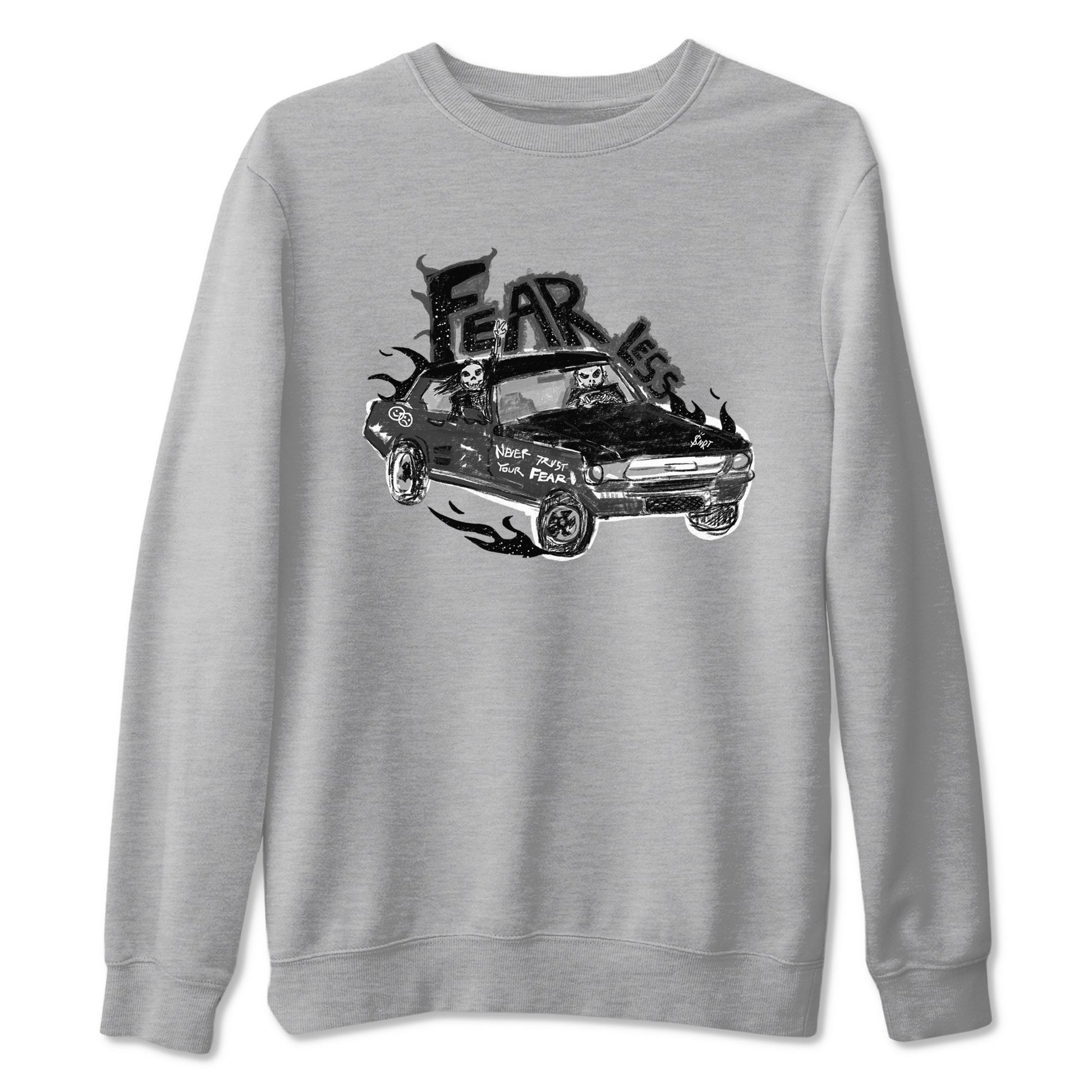 4s Fear shirts to match jordans Fearless Car sneaker match tees Air Jordan 4 Retro Fear match shoes to clothes SNRT Sneaker Tees unisex cotton Heather Grey 2 shirts