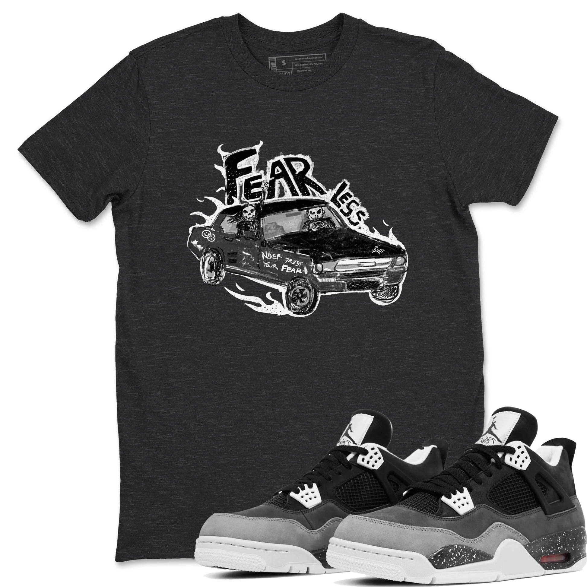 4s Fear shirts to match jordans Fearless Car sneaker match tees Air Jordan 4 Retro Fear match shoes to clothes SNRT Sneaker Tees unisex cotton Charcoal Heather 1 shirts