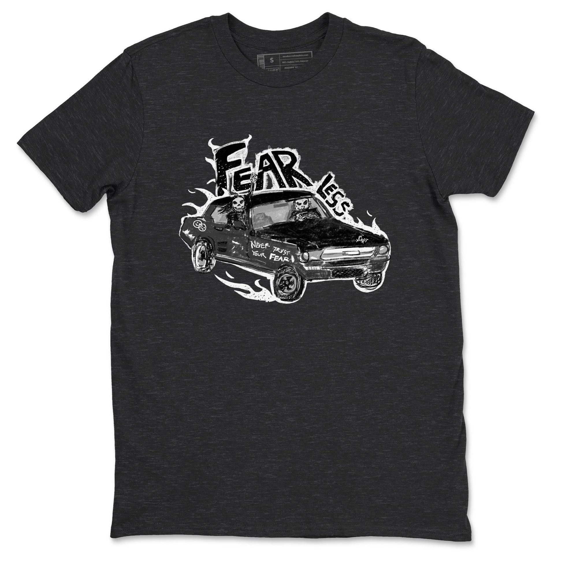 4s Fear shirts to match jordans Fearless Car sneaker match tees Air Jordan 4 Retro Fear match shoes to clothes SNRT Sneaker Tees unisex cotton Charcoal Heather 2 shirts