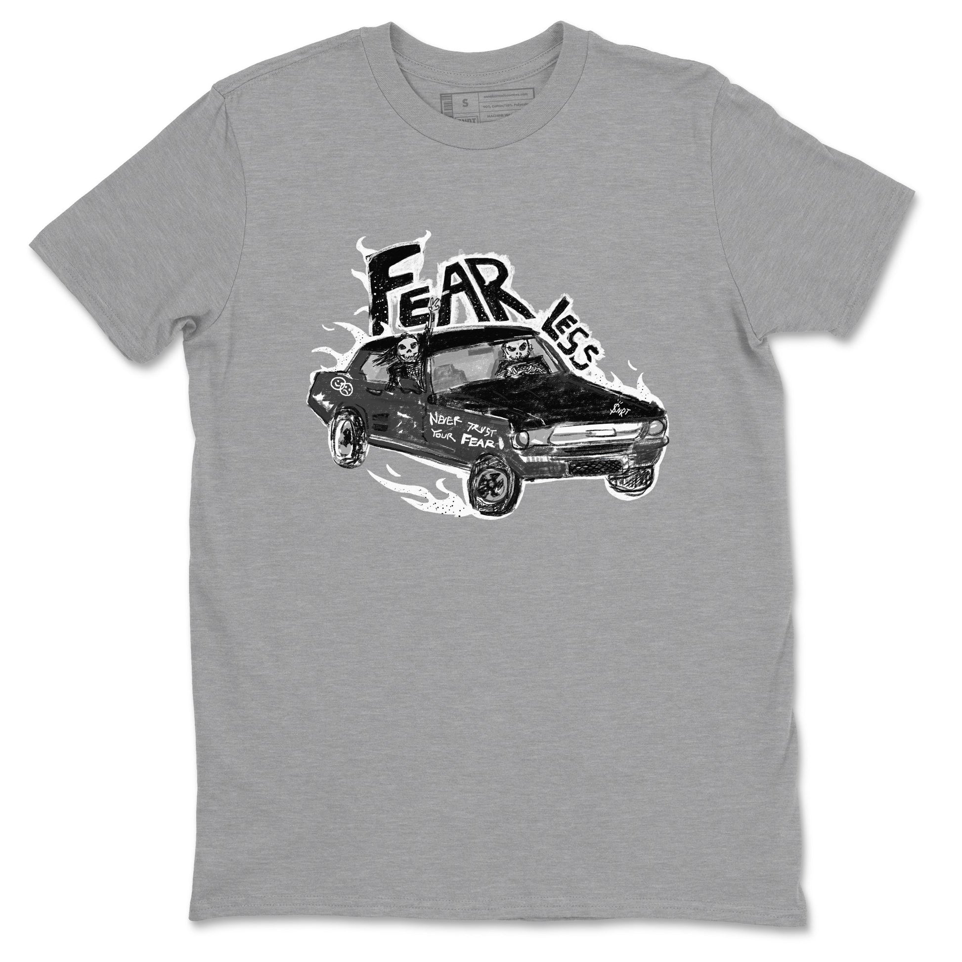 4s Fear shirts to match jordans Fearless Car sneaker match tees Air Jordan 4 Retro Fear match shoes to clothes SNRT Sneaker Tees unisex cotton Heather Grey 2 shirts
