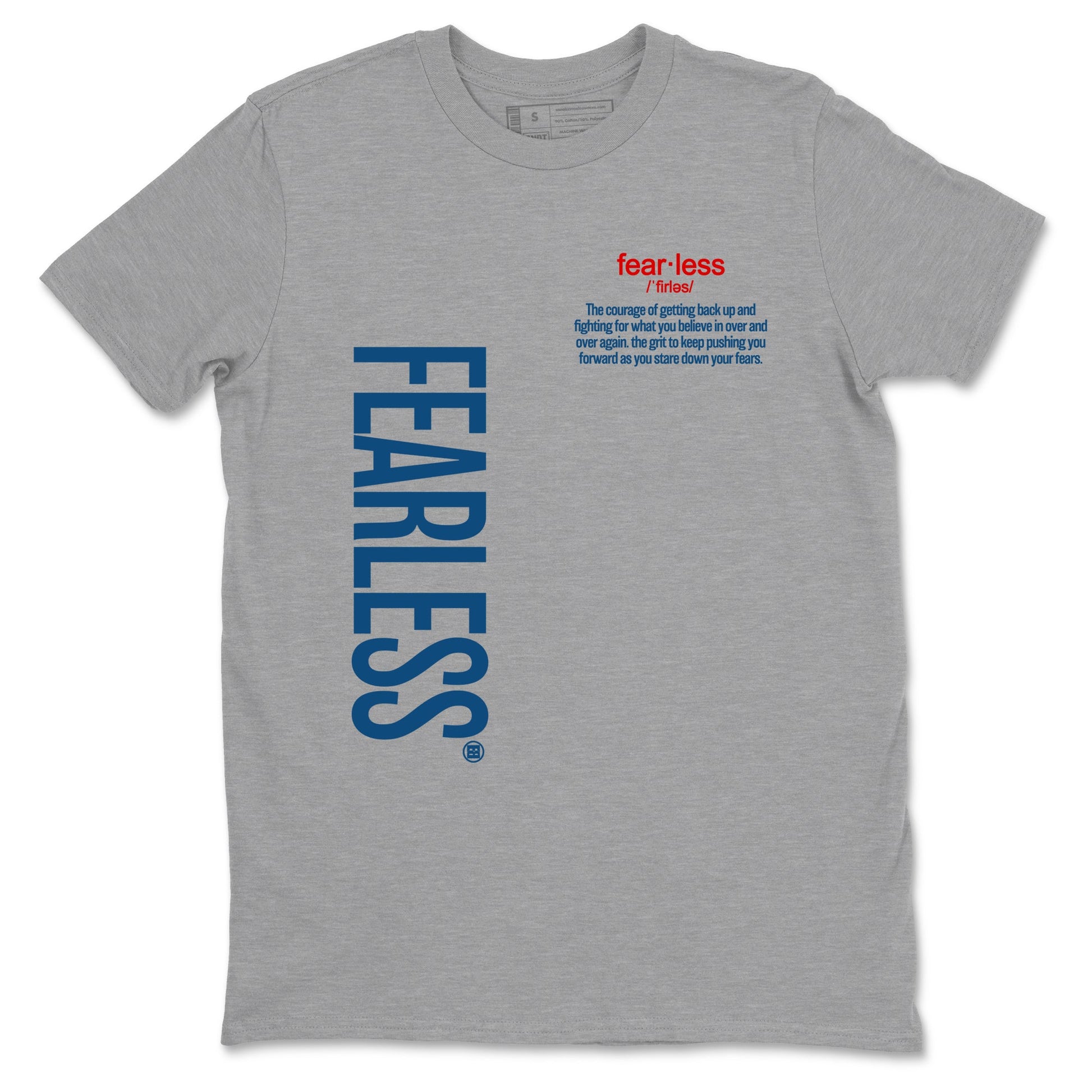 Fearless Definition sneaker match tees styled to complete your fit with the Air Jordan 12 French Blue sneakers, shown in Heather Grey 2.