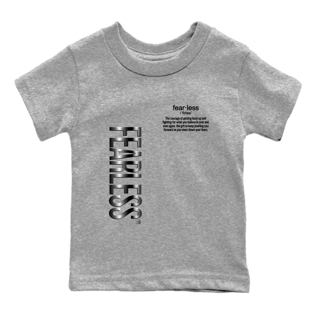 4s Black Cat Sneaker match tees – Sneaker Tees To Match Air Jordan 4 Black Cat Shoes – Fearless Definition Kids T-Shirt Heather Grey 2