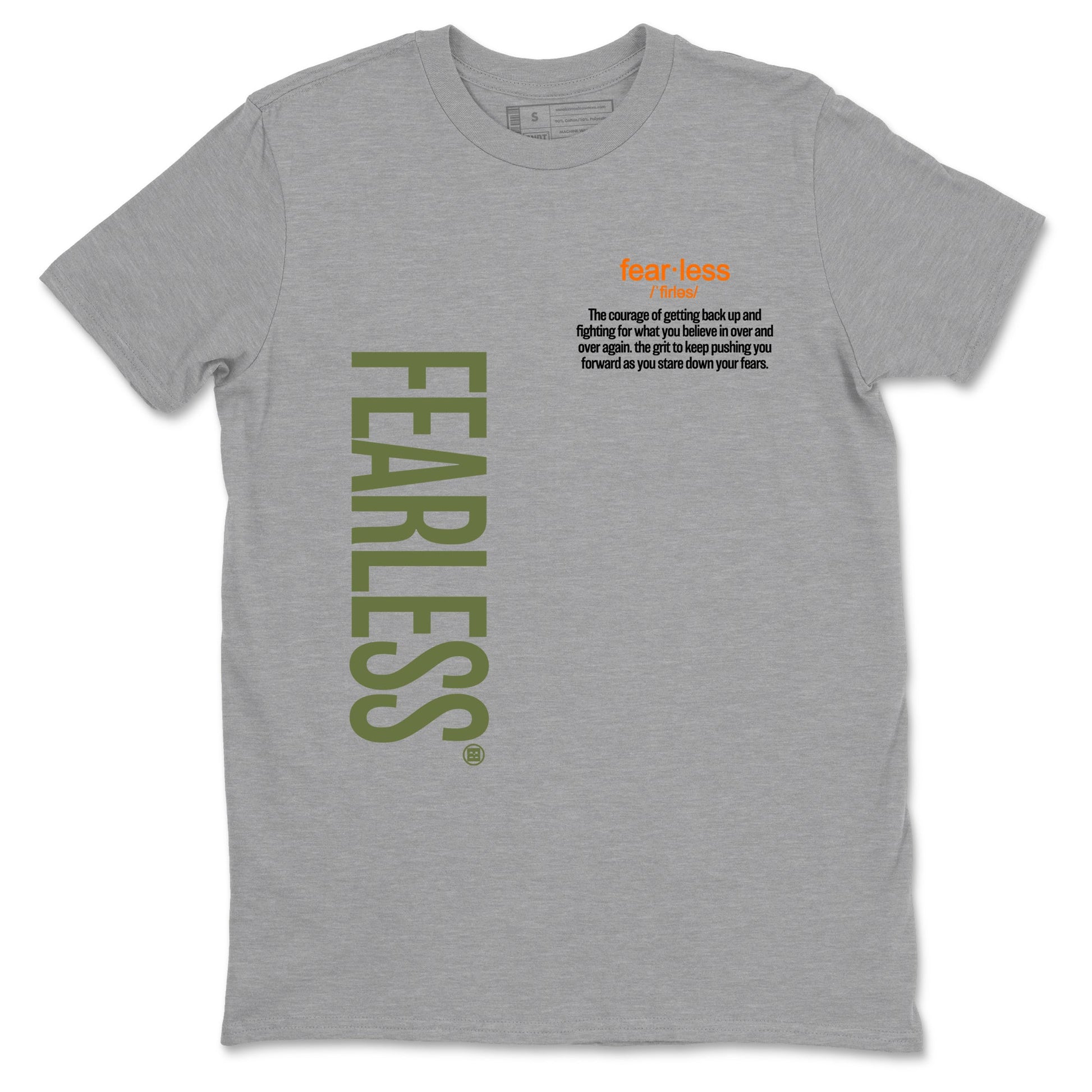 Sneaker match tees – Sneaker Tees To Match Undefeated inspired colorways Air Jordan 4 OG Olive Shoes – Fearless Definition Tee Heather Grey 2