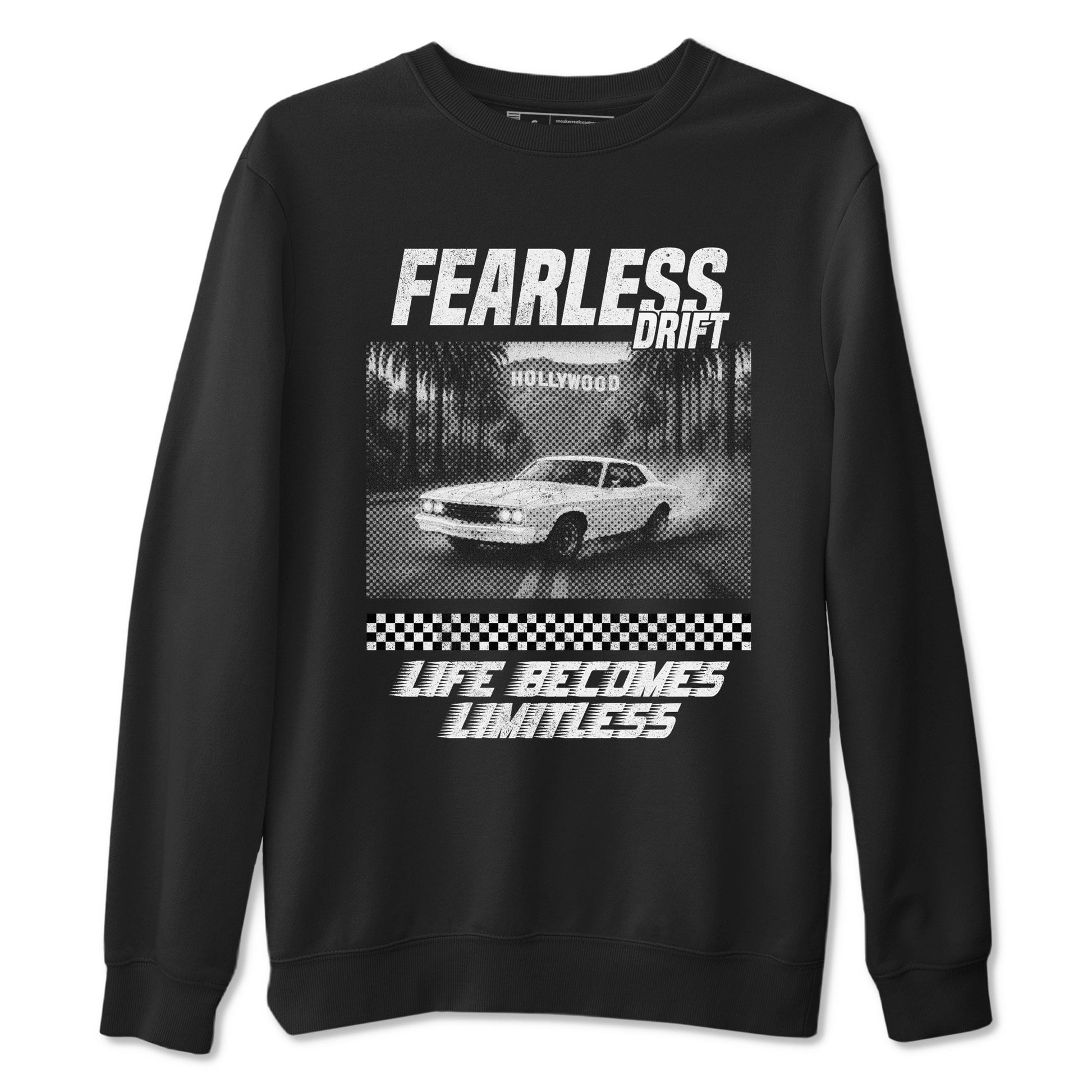 Fearless Drift sneaker match t-shirt styled to complete your fit with the Air Foamposite One Triple White sneakers, shown in Black 2.