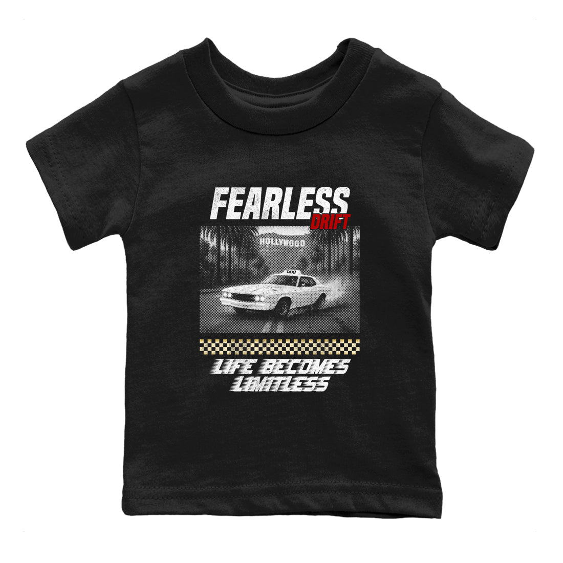 Sneaker match tees – Sneaker Tees To Match Air Jordan 12 Taxi Shoes – Fearless Drift Kids T-Shirt Black 2