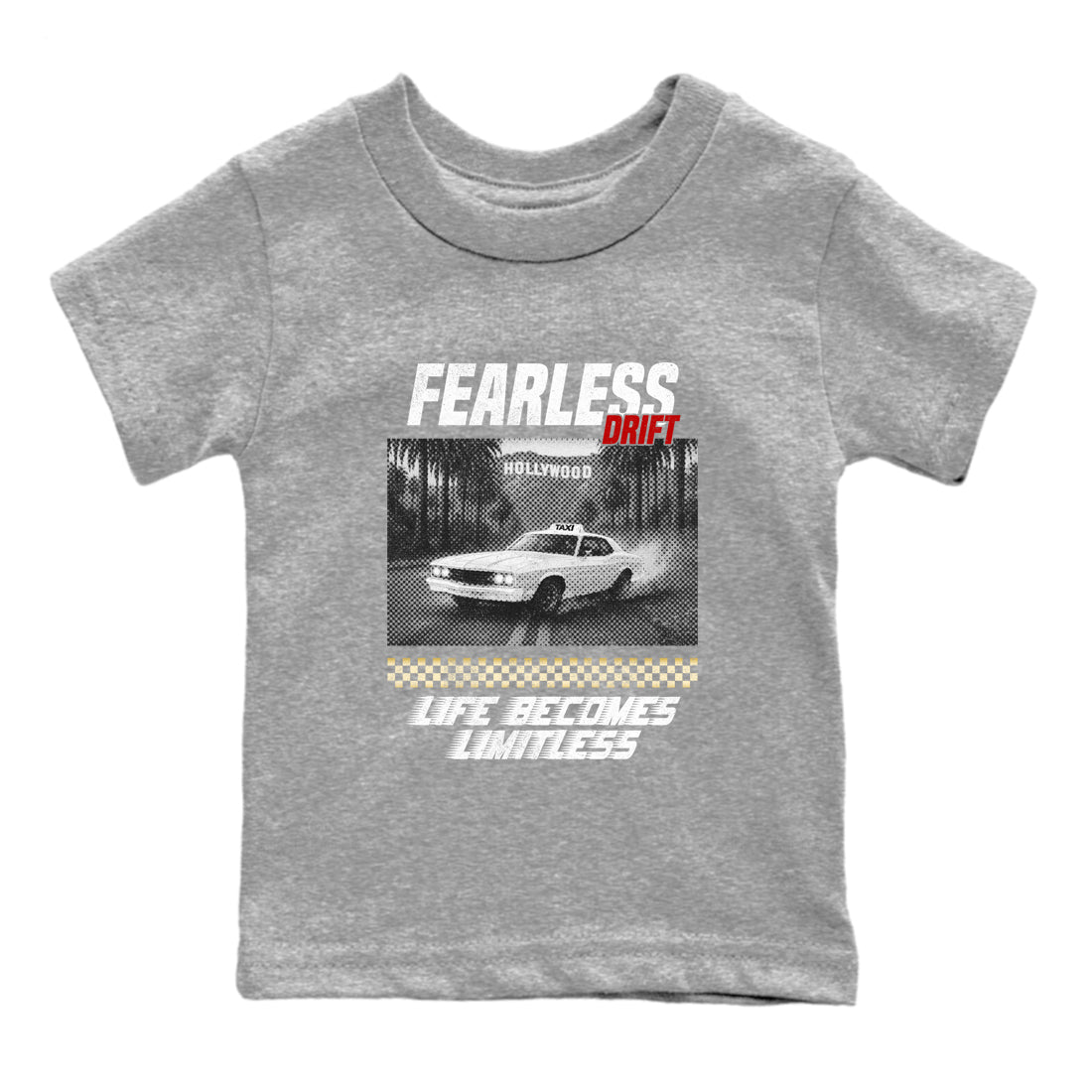Sneaker match tees – Sneaker Tees To Match Air Jordan 12 Taxi Shoes – Fearless Drift Kids T-Shirt Heather Grey 2