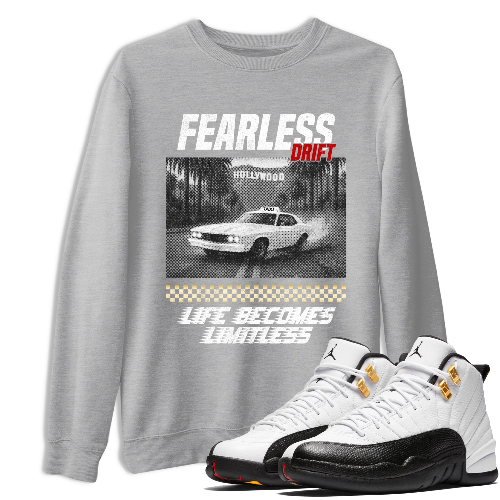 Sneaker match tees – Sneaker Tees To Match Air Jordan 12 Taxi Shoes – Fearless Drift Tee Heather Grey 1