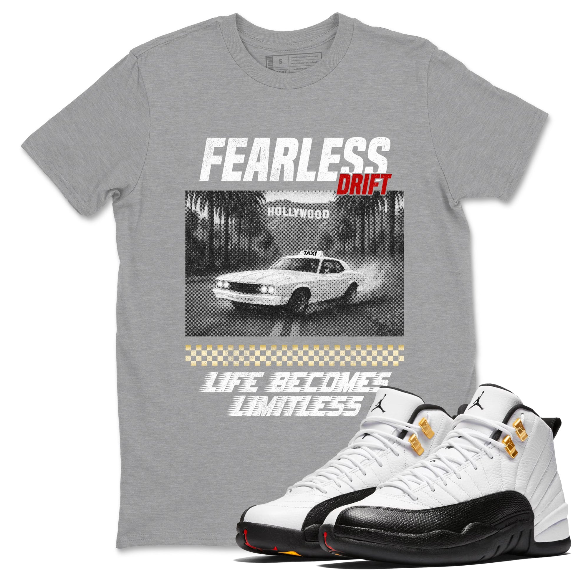 Sneaker match tees – Sneaker Tees To Match Air Jordan 12 Taxi Shoes – Fearless Drift Tee Heather Grey 1