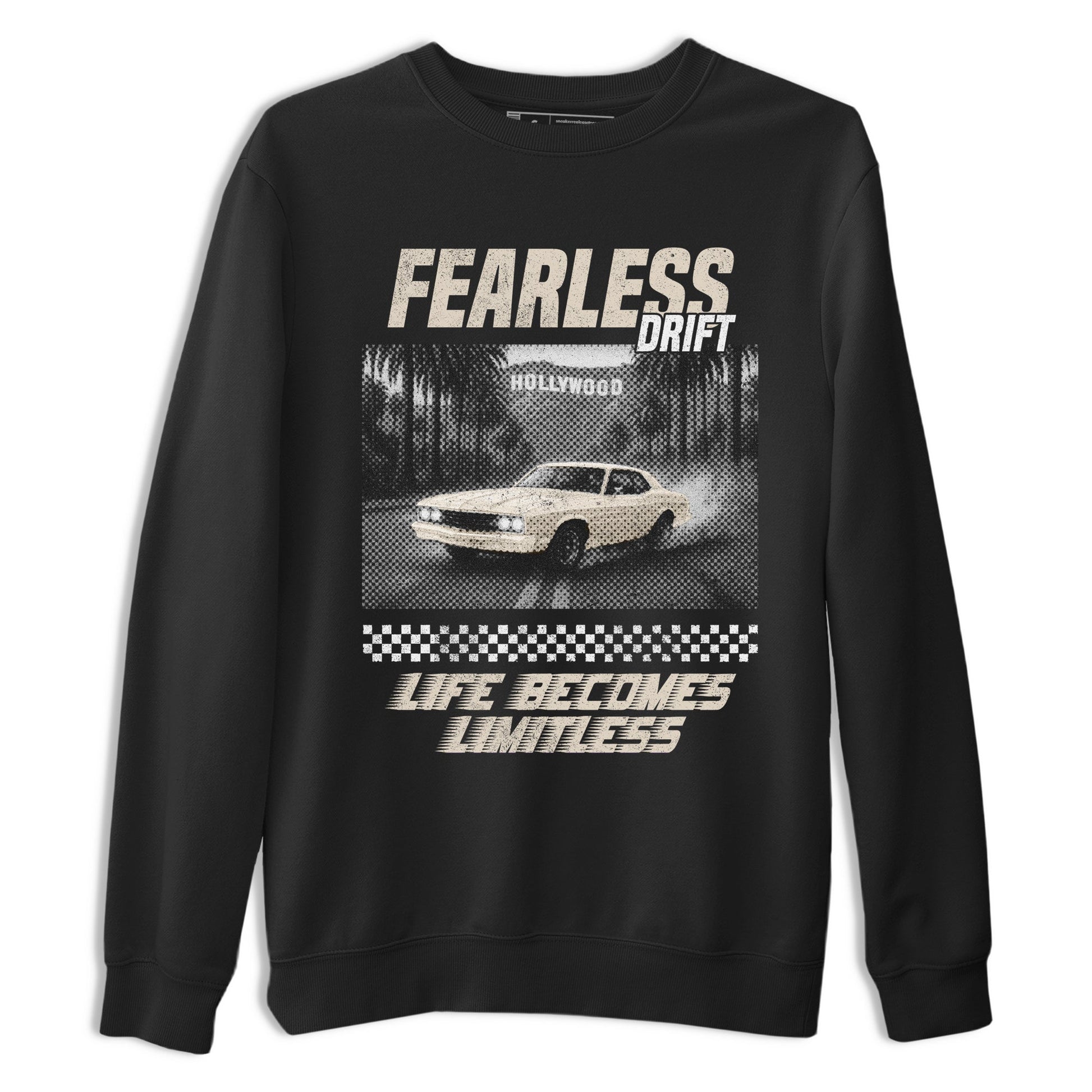 Fearless Drift sneaker match t-shirt styled to complete your fit with the Air Jordan 3 Pure Money sneakers, shown in Black 2.