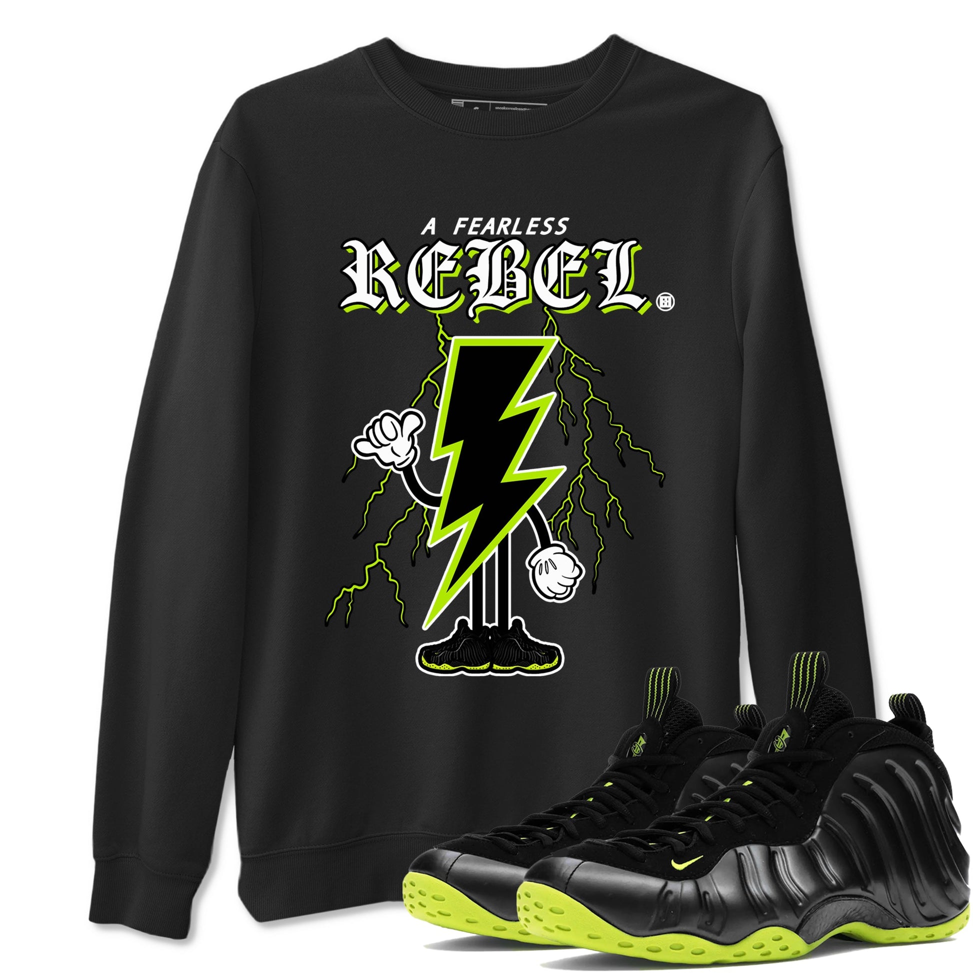 Foams One Black Volt shirts to match jordans Fearless Rebel sneaker match tees Air Foamposite One Black and Volt match shoes to clothes SNRT Sneaker Tees unisex cotton Black 1 shirts