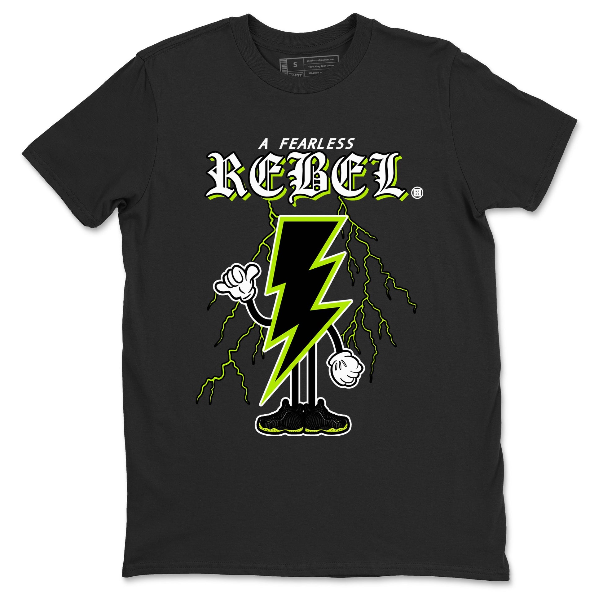Foams One Black Volt shirts to match jordans Fearless Rebel sneaker match tees Air Foamposite One Black and Volt match shoes to clothes SNRT Sneaker Tees unisex cotton Black 2 shirts