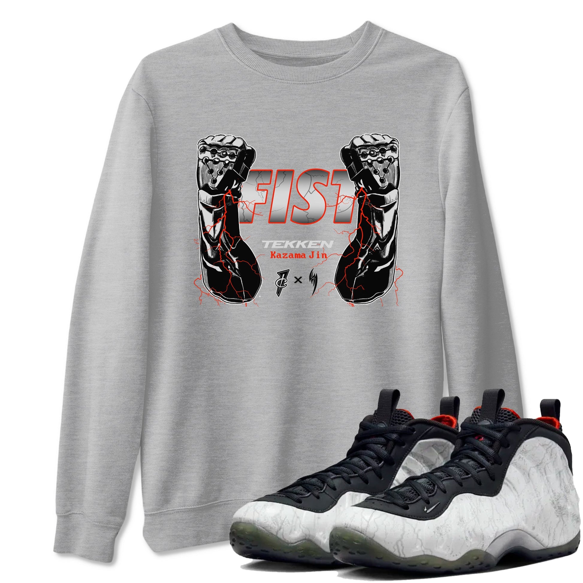 Foams One Jin shirts to match jordans Fist sneaker match tees Air Foamposite One Jin match shoes to clothes SNRT Sneaker Tees unisex cotton Heather Grey 1 shirts