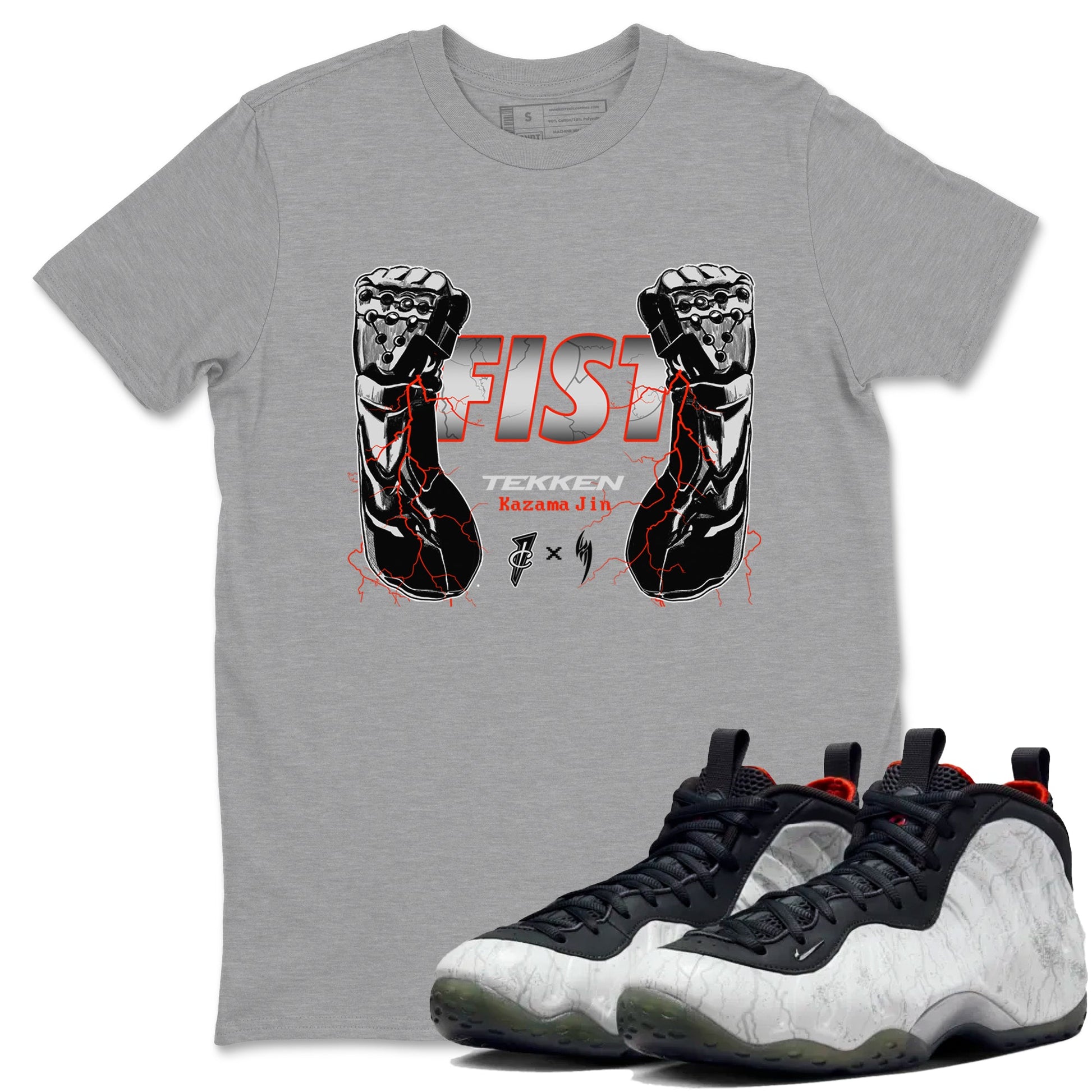 Foams One Jin shirts to match jordans Fist sneaker match tees Air Foamposite One Jin match shoes to clothes SNRT Sneaker Tees unisex cotton Heather Grey 1 shirts