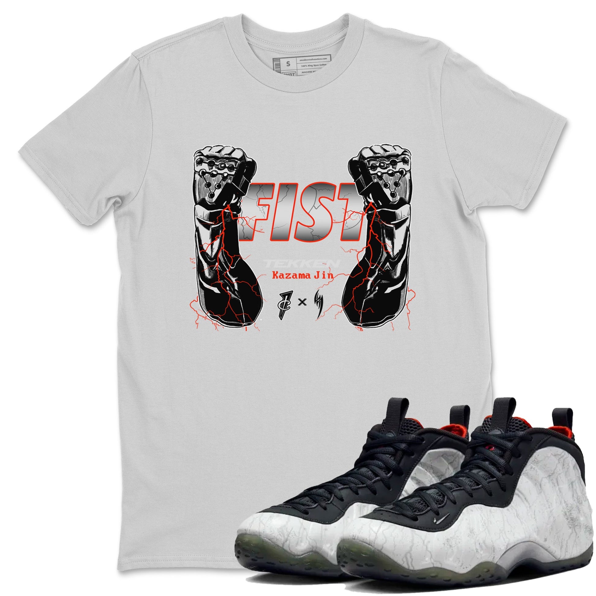 Foams One Jin shirts to match jordans Fist sneaker match tees Air Foamposite One Jin match shoes to clothes SNRT Sneaker Tees unisex cotton Silver 1 shirts
