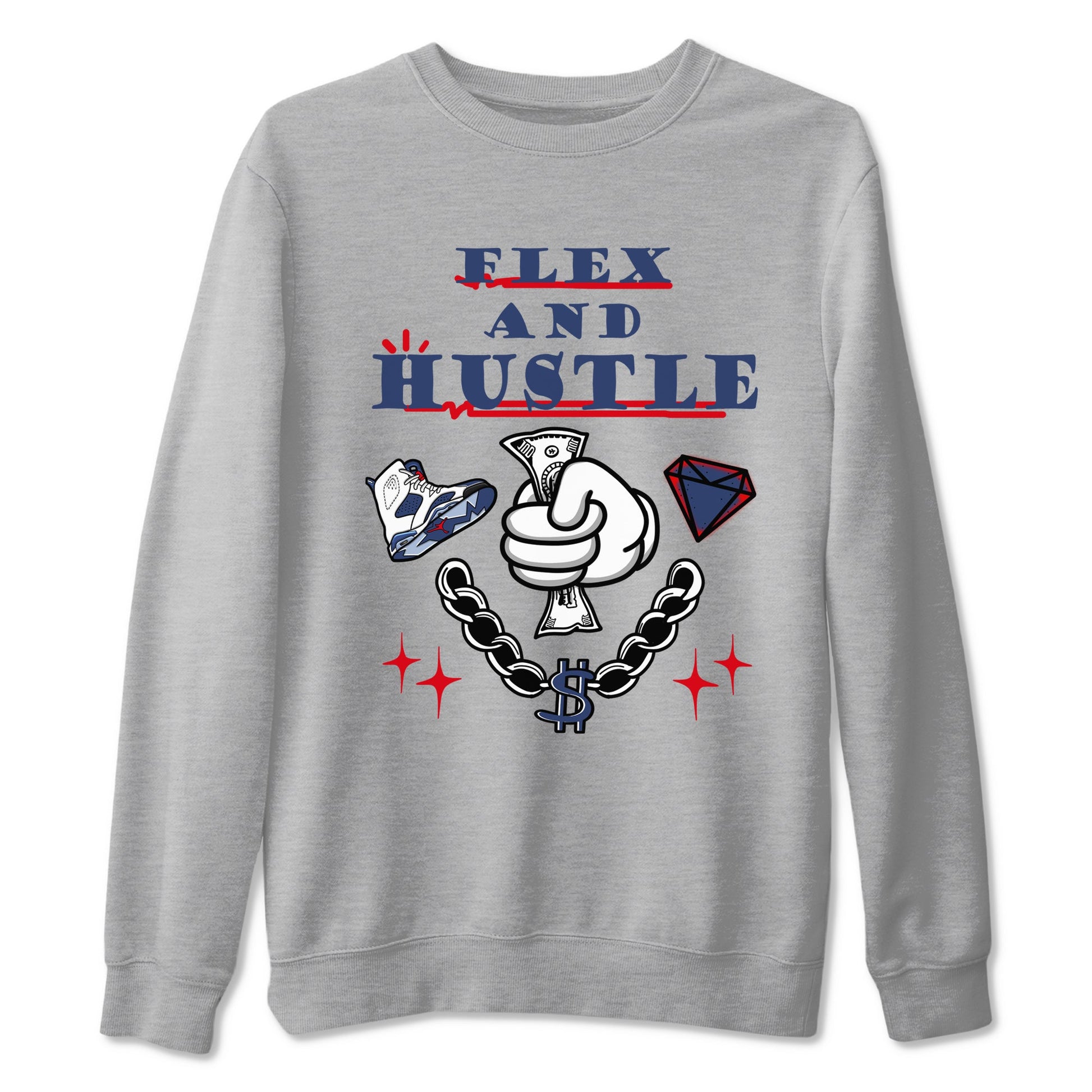 6s Olympic shirt to match jordans Flex And Hustle sneaker tees Air Jordan 6 Olympic SNRT Sneaker Release Tees unisex cotton Heather Grey 2 crew neck shirt