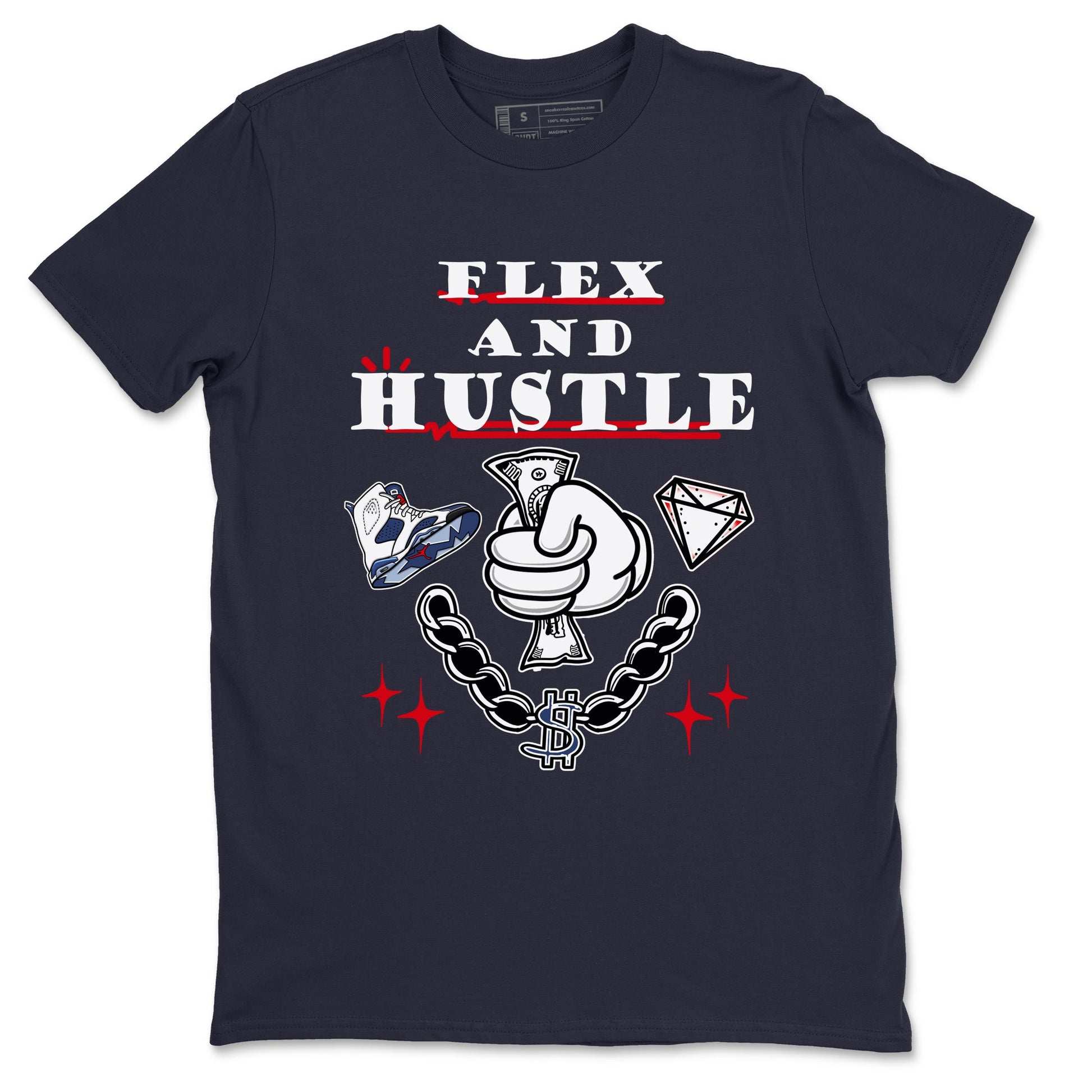 6s Olympic shirt to match jordans Flex And Hustle sneaker tees Air Jordan 6 Olympic SNRT Sneaker Release Tees unisex cotton Navy 2 crew neck shirt