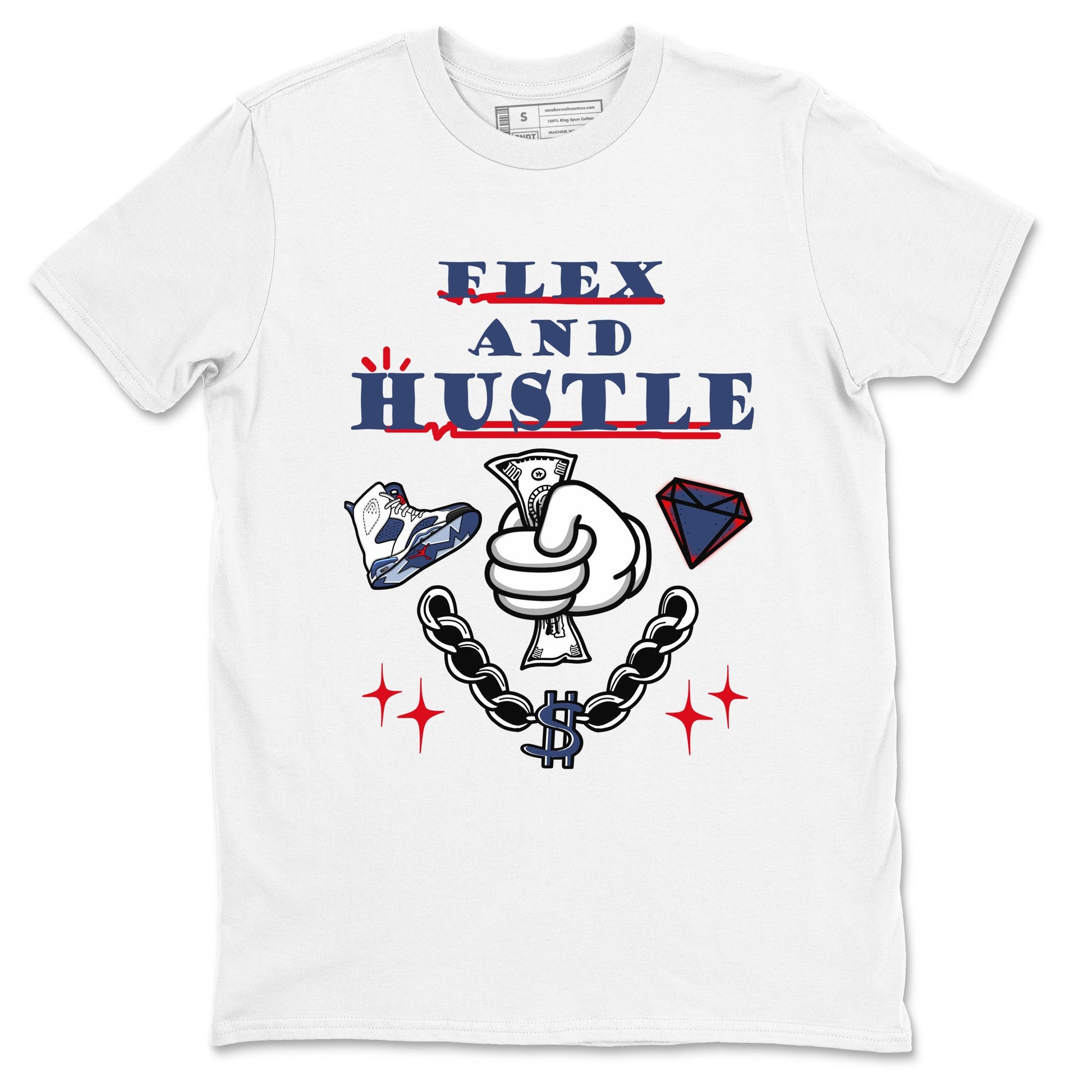 6s Olympic shirt to match jordans Flex And Hustle sneaker tees Air Jordan 6 Olympic SNRT Sneaker Release Tees unisex cotton White 2 crew neck shirt