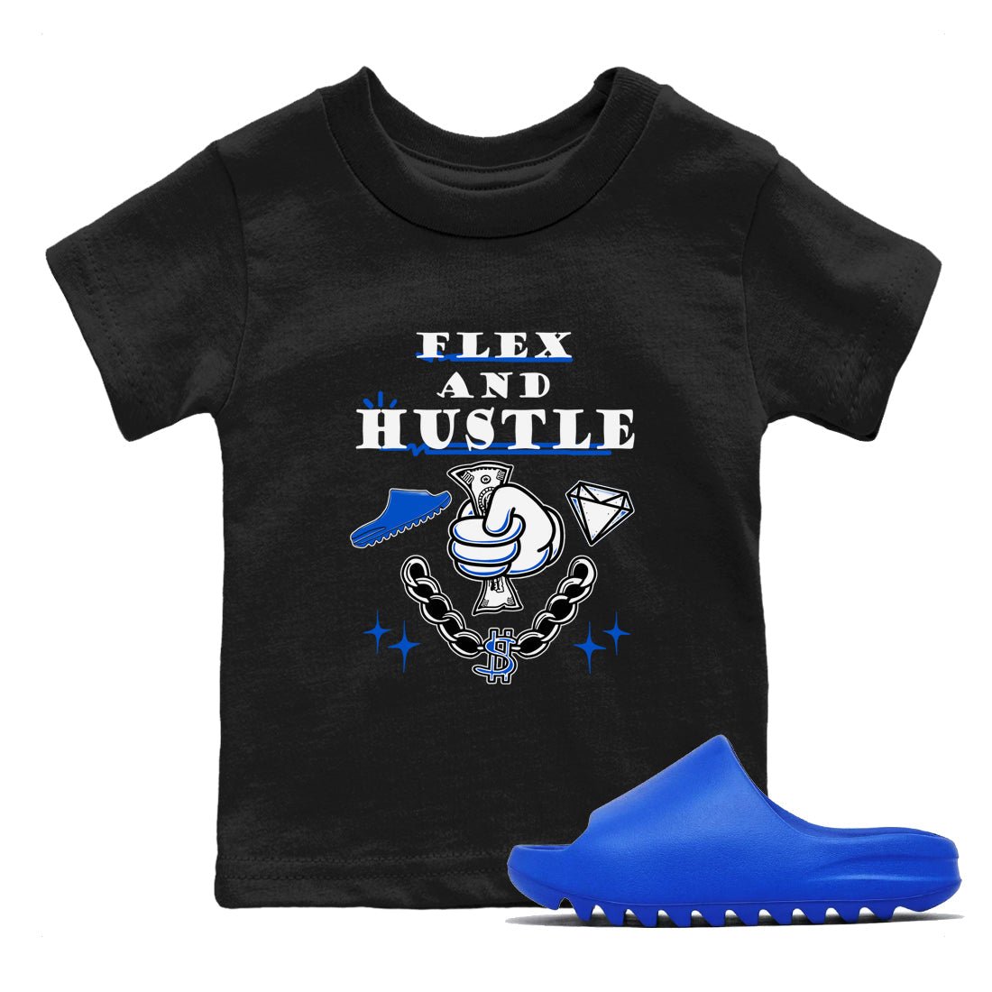 Yeezy Slide Azure shirts to match jordans Flex And Hustle sneaker match tees Yeezy Slide Azure SNRT Sneaker Tees streetwear brand Baby and Youth Black 1 cotton tee