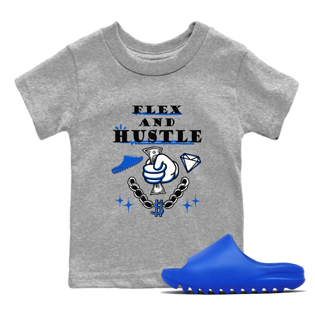 Yeezy Slide Azure shirts to match jordans Flex And Hustle sneaker match tees Yeezy Slide Azure SNRT Sneaker Tees streetwear brand Baby and Youth Heather Grey 1 cotton tee