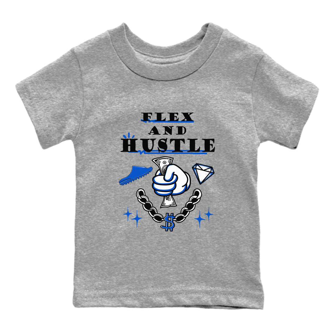 Yeezy Slide Azure shirts to match jordans Flex And Hustle sneaker match tees Yeezy Slide Azure SNRT Sneaker Tees streetwear brand Baby and Youth Heather Grey 2 cotton tee