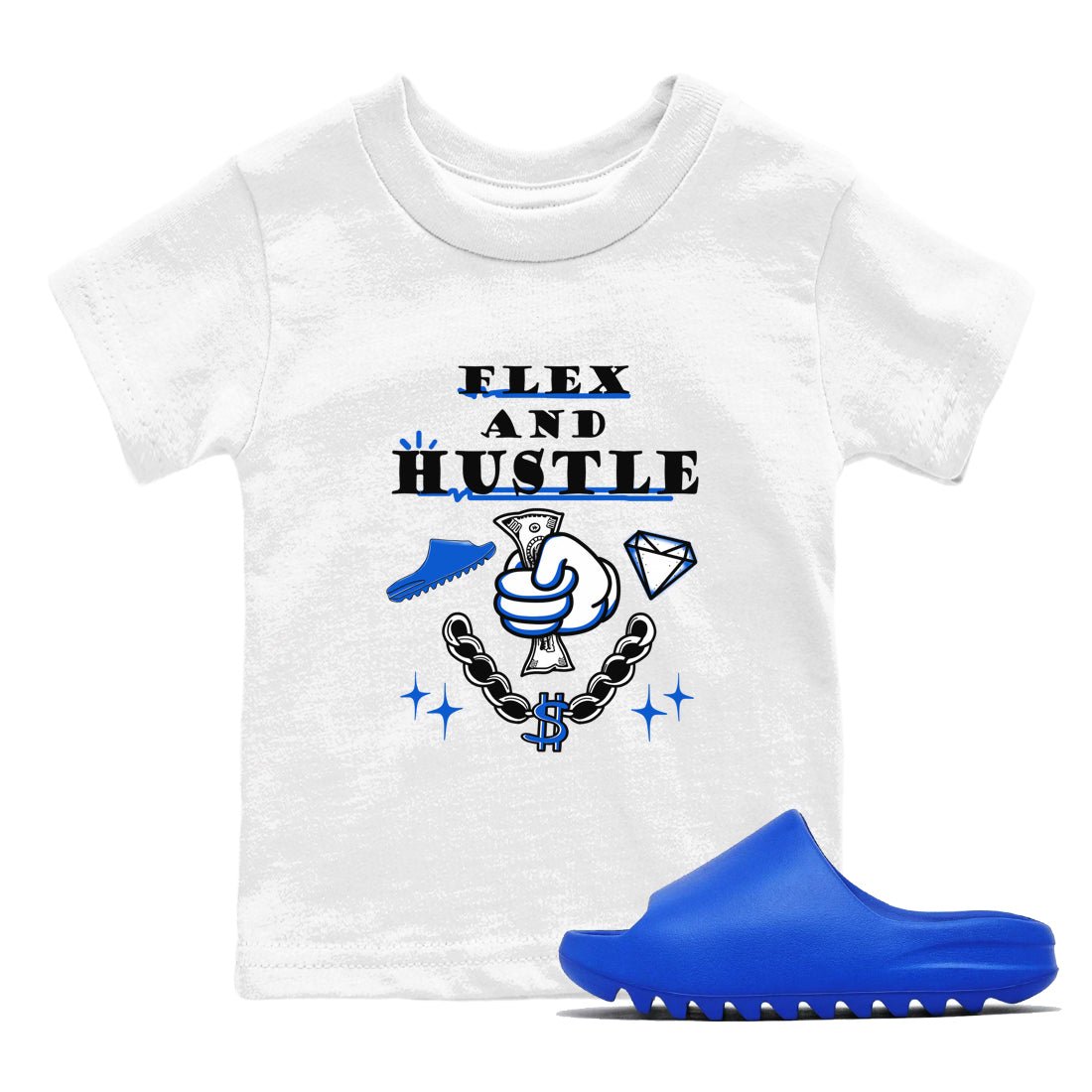 Yeezy Slide Azure shirts to match jordans Flex And Hustle sneaker match tees Yeezy Slide Azure SNRT Sneaker Tees streetwear brand Baby and Youth White 1 cotton tee