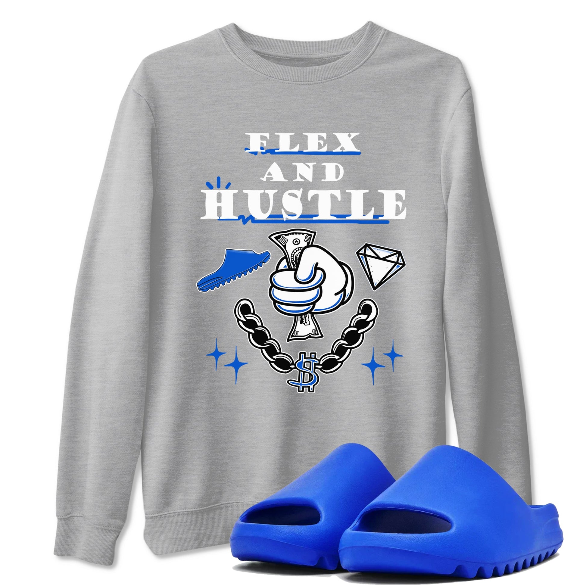 Yeezy Slide Azure shirts to match jordans Flex And Hustle sneaker match tees Yeezy Slide Azure SNRT Sneaker Tees streetwear brand Heather Grey 1 unisex cotton tee