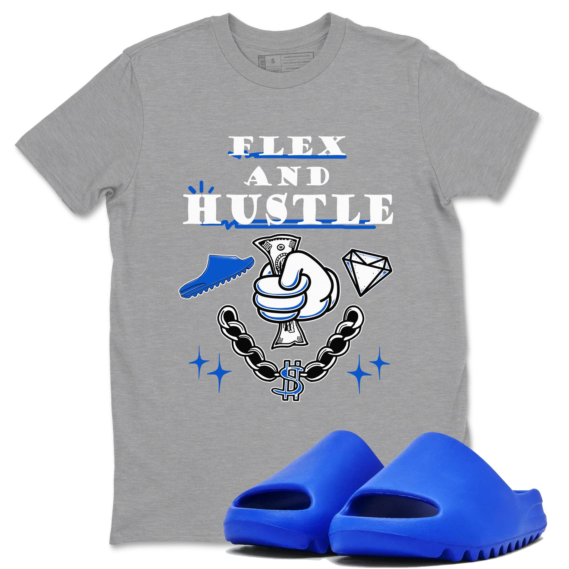 Yeezy Slide Azure shirts to match jordans Flex And Hustle sneaker match tees Yeezy Slide Azure SNRT Sneaker Tees streetwear brand Heather Grey 1 unisex cotton tee