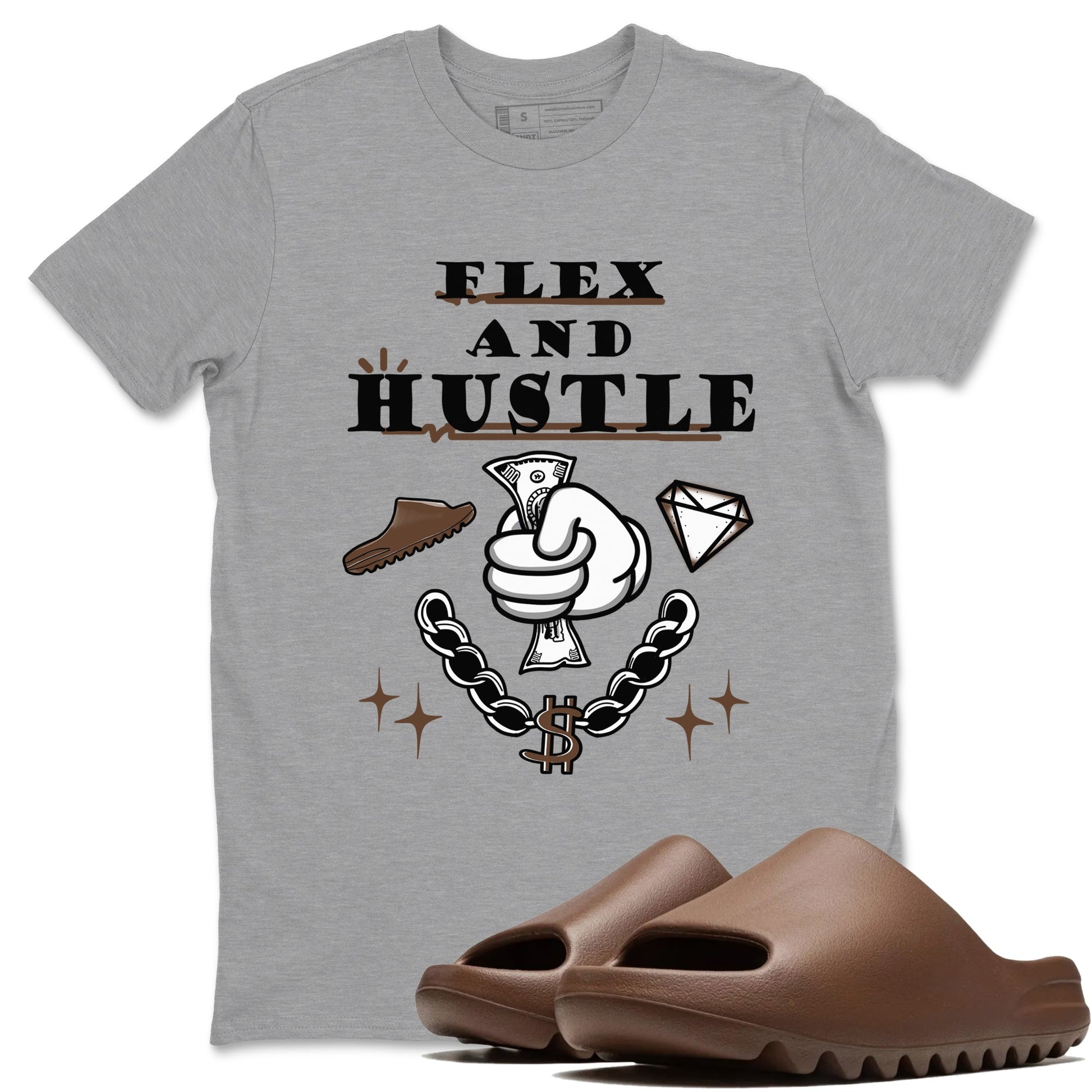 Yeezy Slide Flax shirts to match jordans Flex And Hustle sneaker match tees Yeezy Slide Flax SNRT Sneaker Tees streetwear brand Heather Grey 1 unisex cotton tee