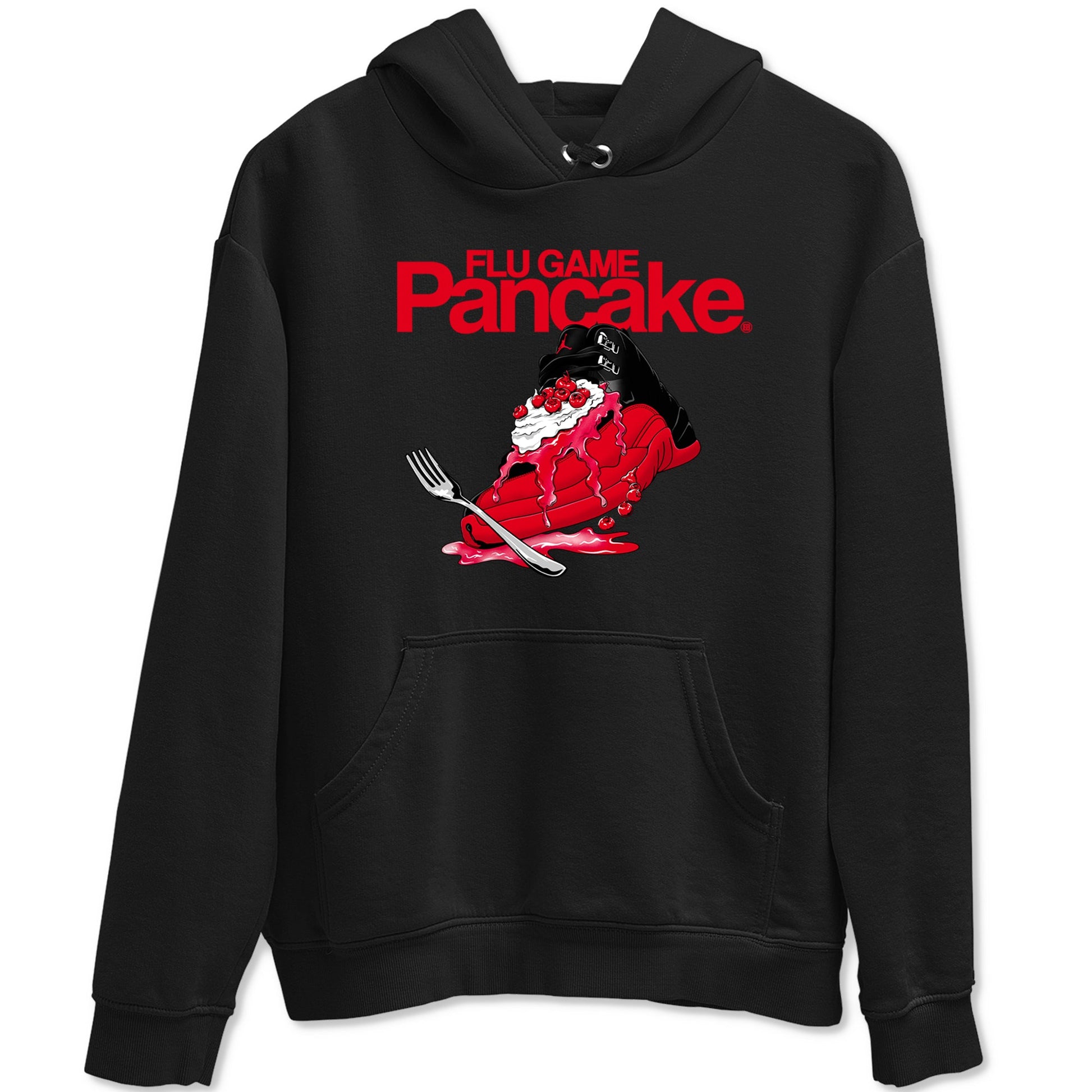 12s Flu Game shirts to match jordans Flu Game Pancake best t shirts to wear with jordans Air Jordan 12 Retro Flu Black and Varsity Red match shoes to clothes SNRT Sneaker Tees unisex cotton Black 2 shirts