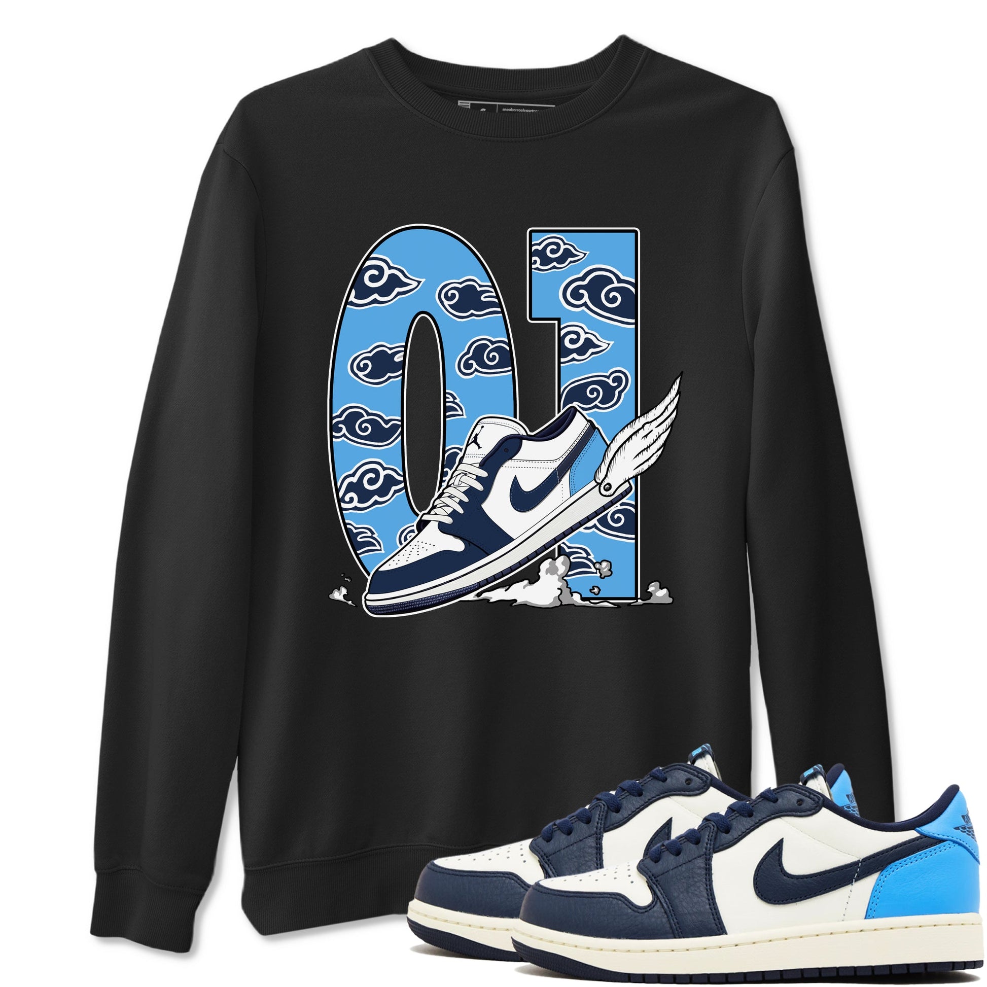 1s Obsidian shirts to match jordans Fly To The Clouds shirts to match Jordans AJ1 Retro Low OG Obsidian match shoes to clothes SNRT Sneaker Tees unisex cotton Black 1 shirts