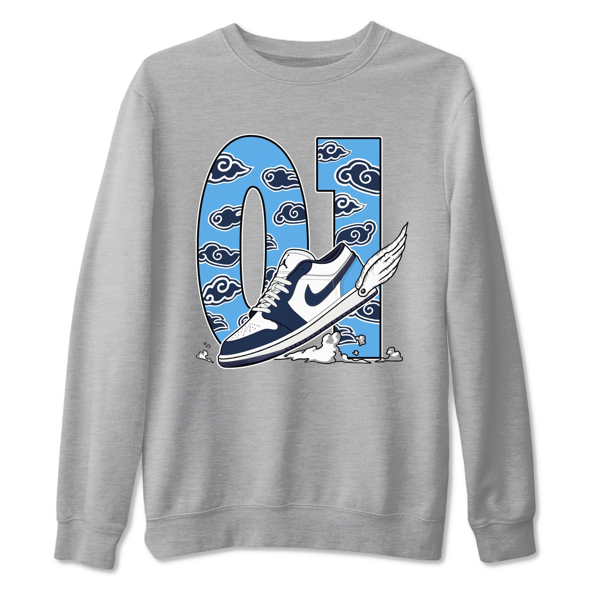 1s Obsidian shirts to match jordans Fly To The Clouds shirts to match Jordans AJ1 Retro Low OG Obsidian match shoes to clothes SNRT Sneaker Tees unisex cotton Heather Grey 2 shirts