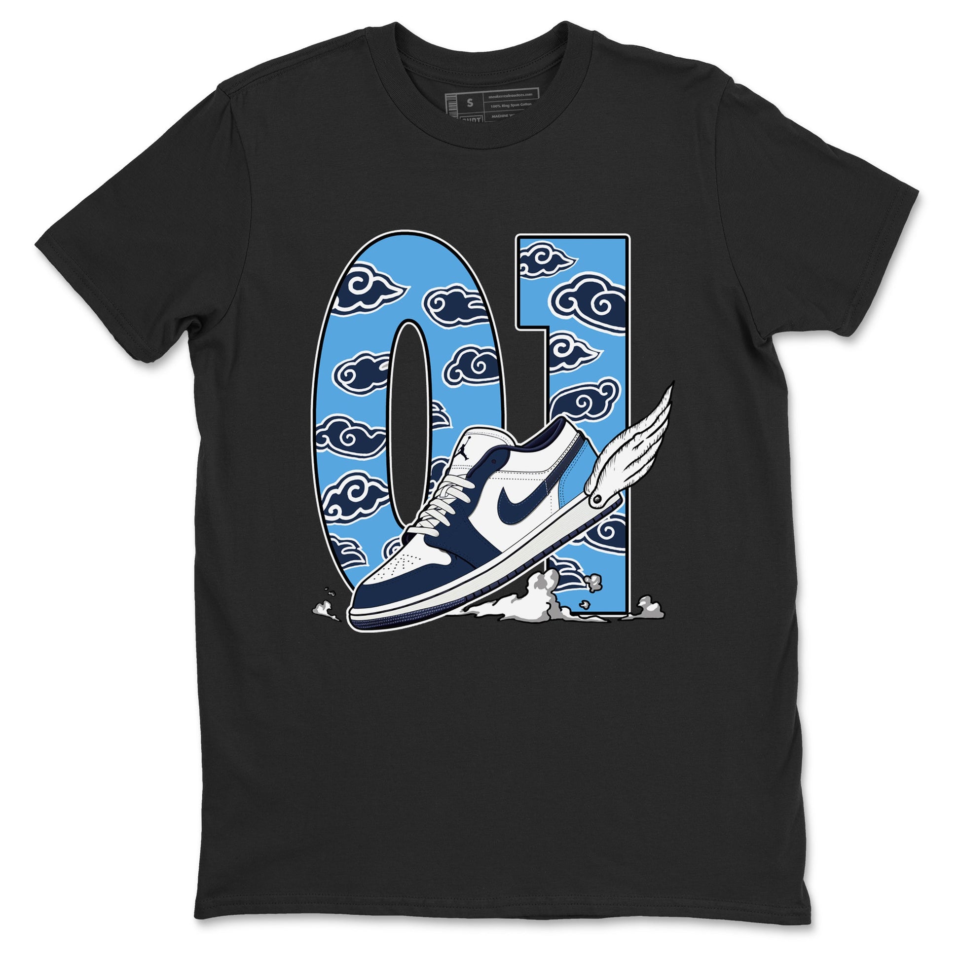 1s Obsidian shirts to match jordans Fly To The Clouds shirts to match Jordans AJ1 Retro Low OG Obsidian match shoes to clothes SNRT Sneaker Tees unisex cotton Black 2 shirts